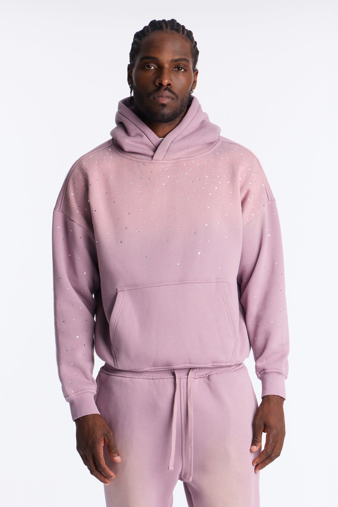 Run Them Rhinestones Oversized Hoodie - Pink