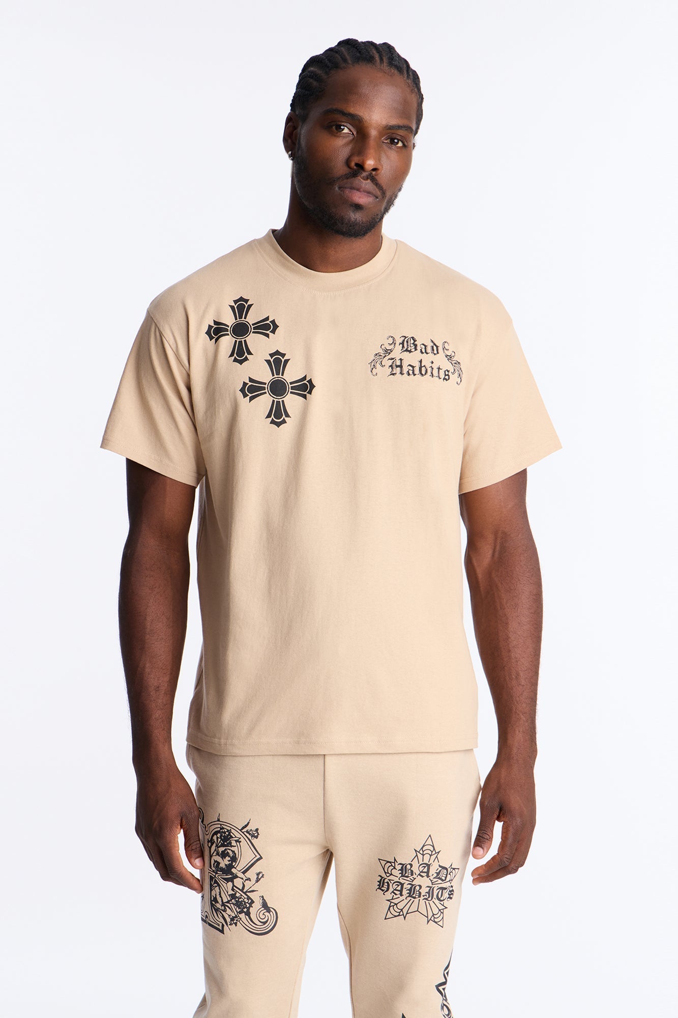Bad Habits Not Perfect Oversized Short Sleeve Tee - Taupe