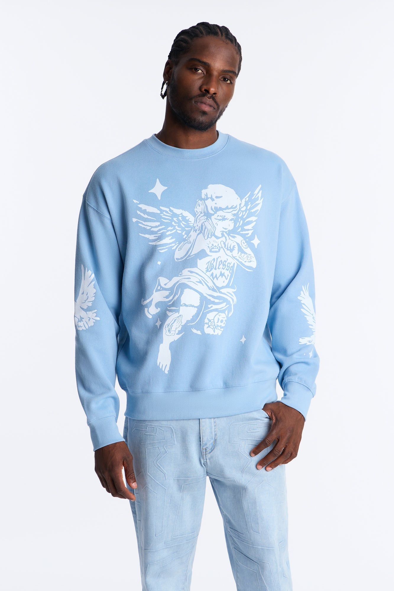 Heaven Sent Crew Neck Sweatshirt - Blue