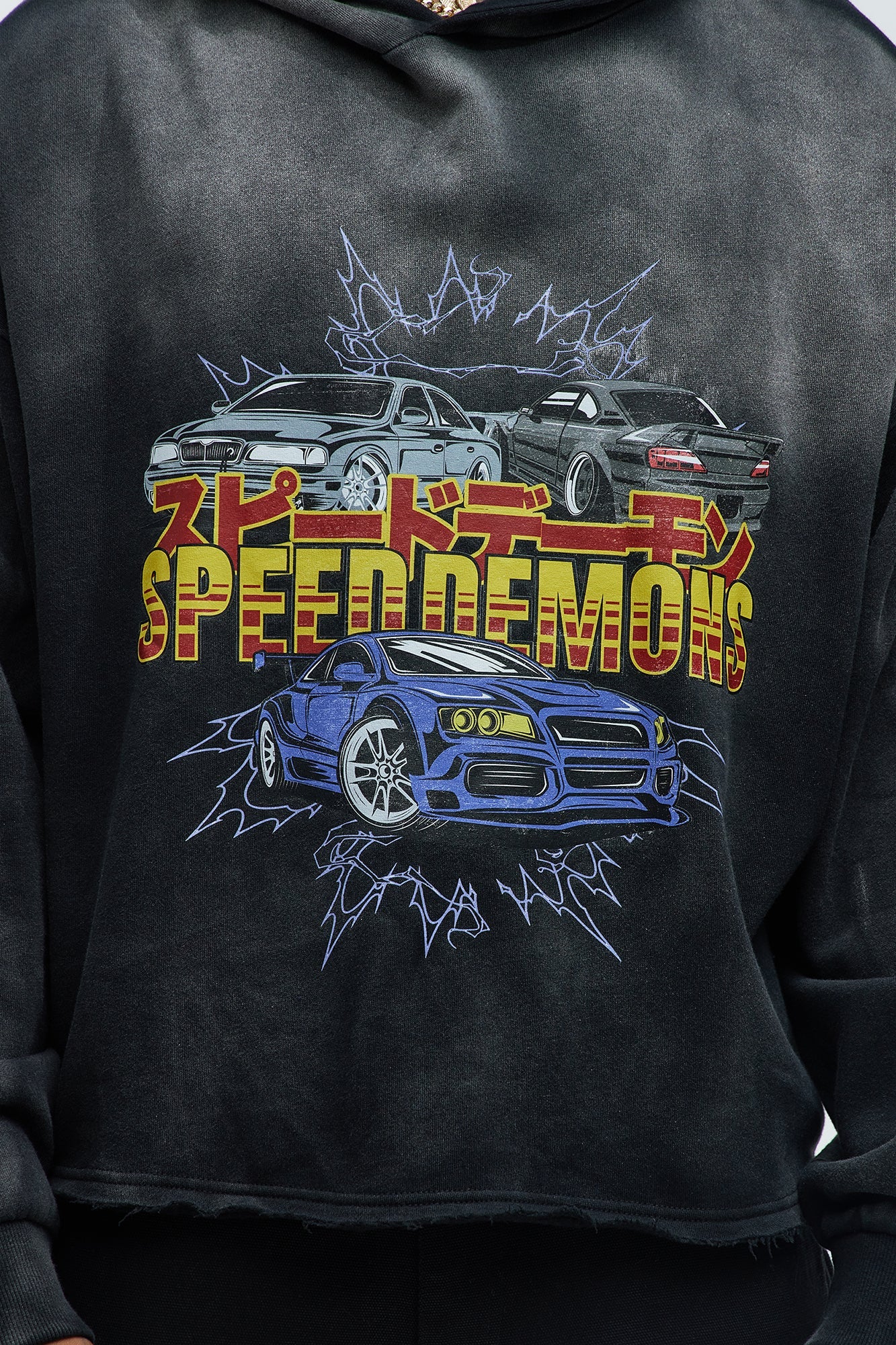 Tyson Speed Demons Boxy Hoodie - Black Wash