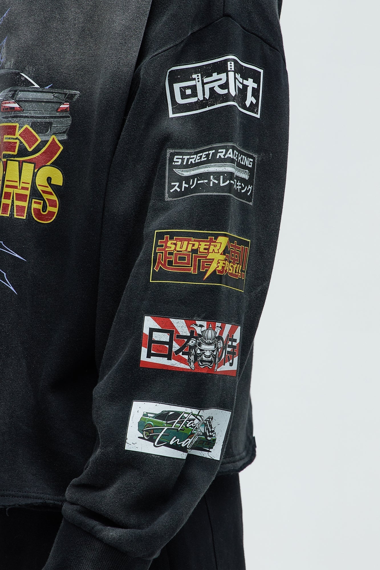Tyson Speed Demons Boxy Hoodie - Black Wash