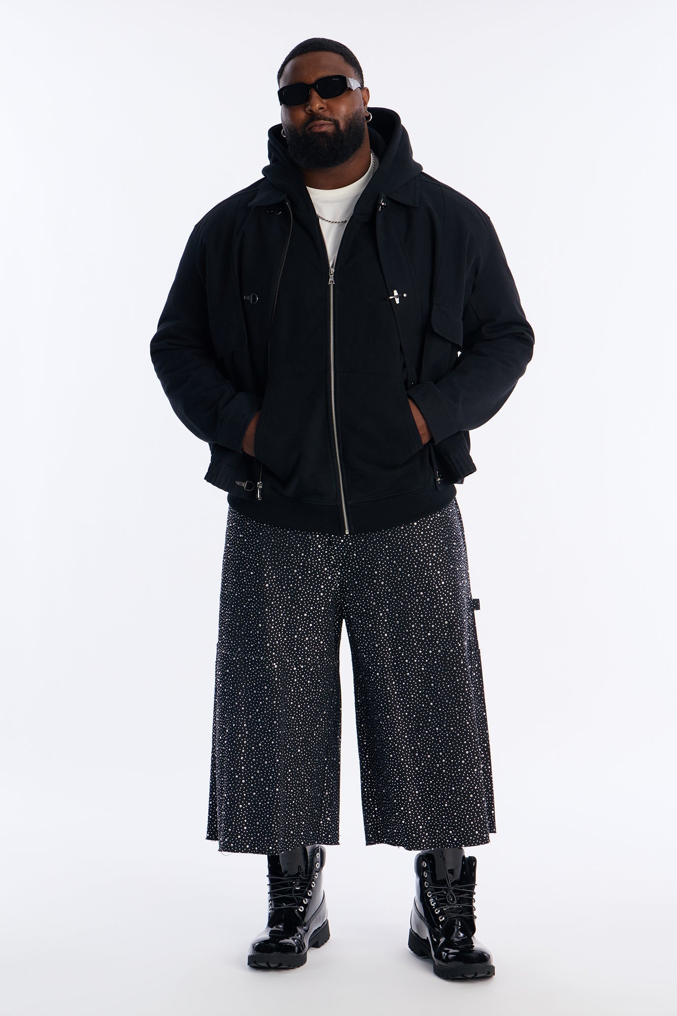 Extreme Baggy Flashing Lights Short - Black