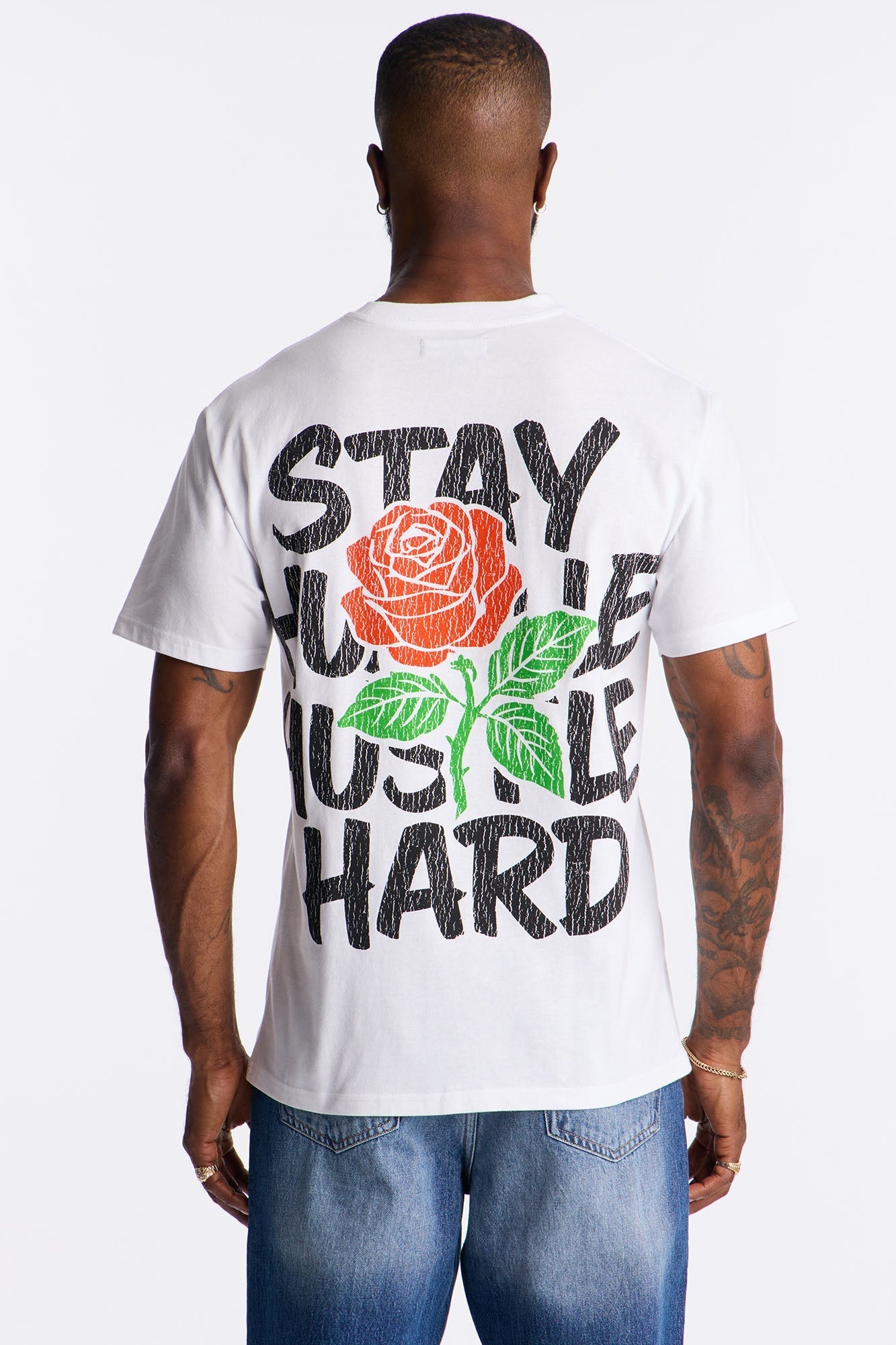 Give Me My Flowers Hustle Short Sleeve Tee - White