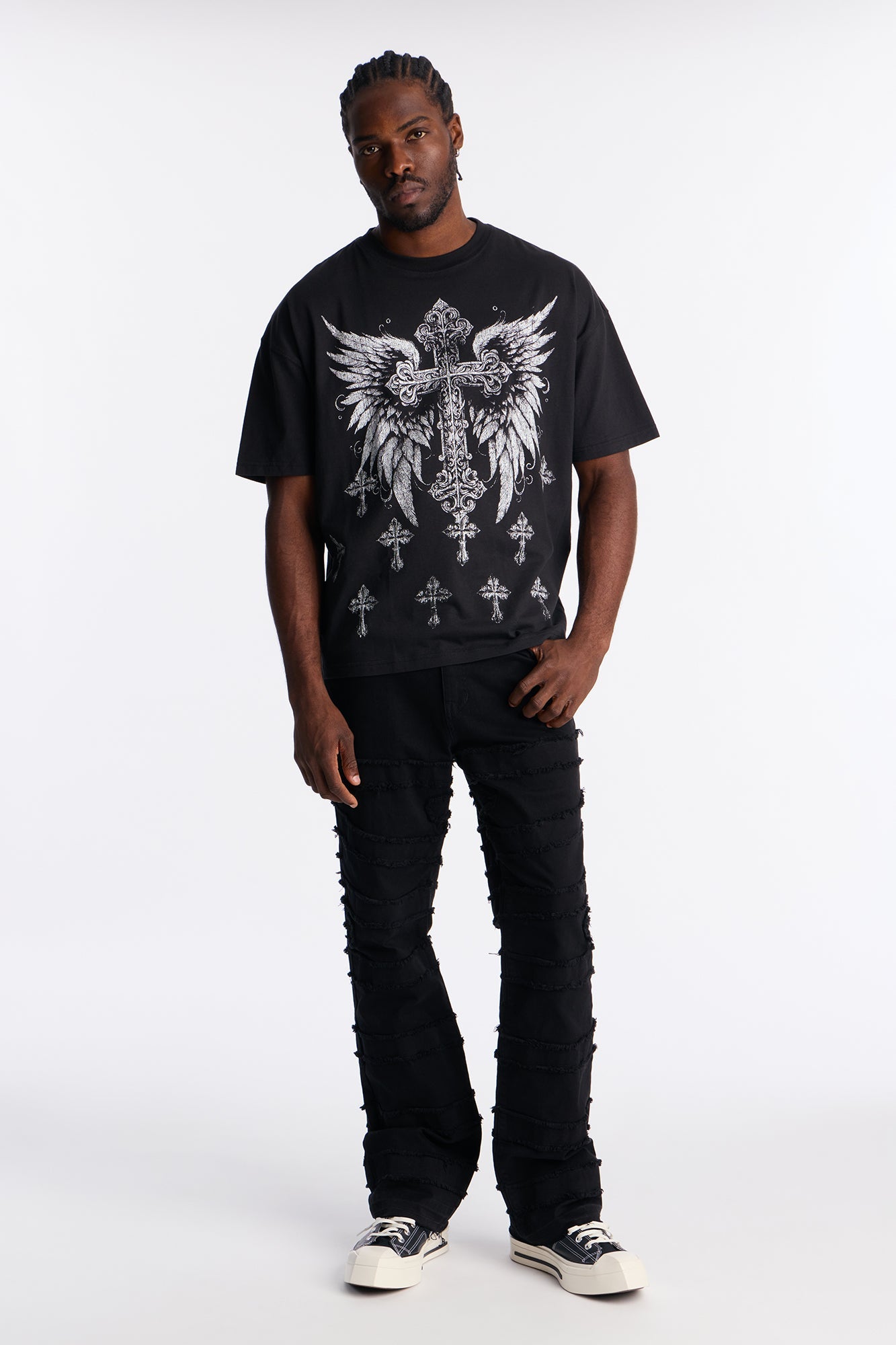 Crosses Forever Oversized Short Sleeve Tee - Black