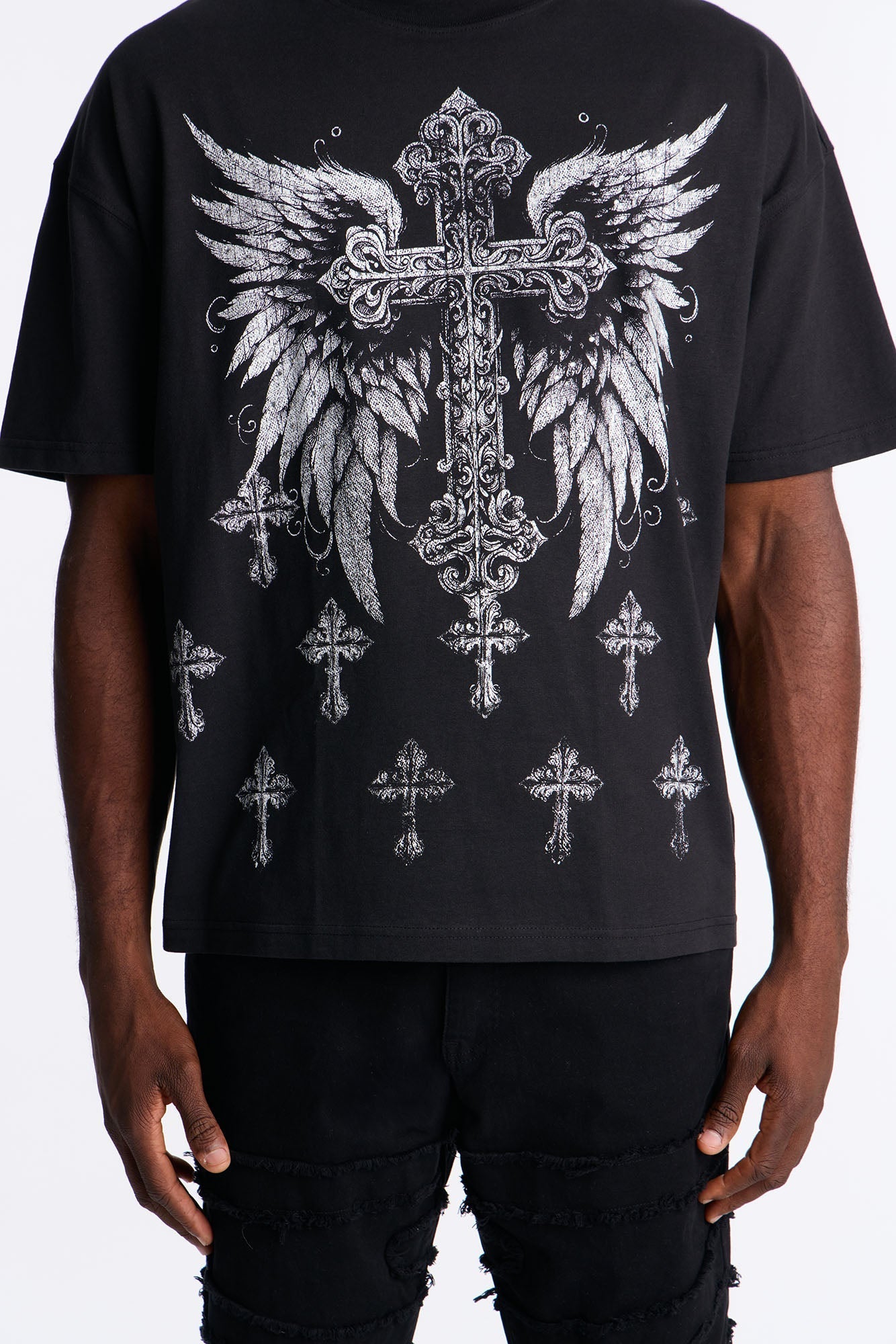 Crosses Forever Oversized Short Sleeve Tee - Black