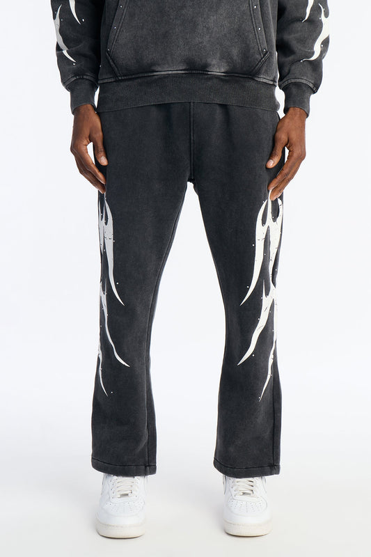 La Flames Rhinestones Relaxed Sweatpants - Black