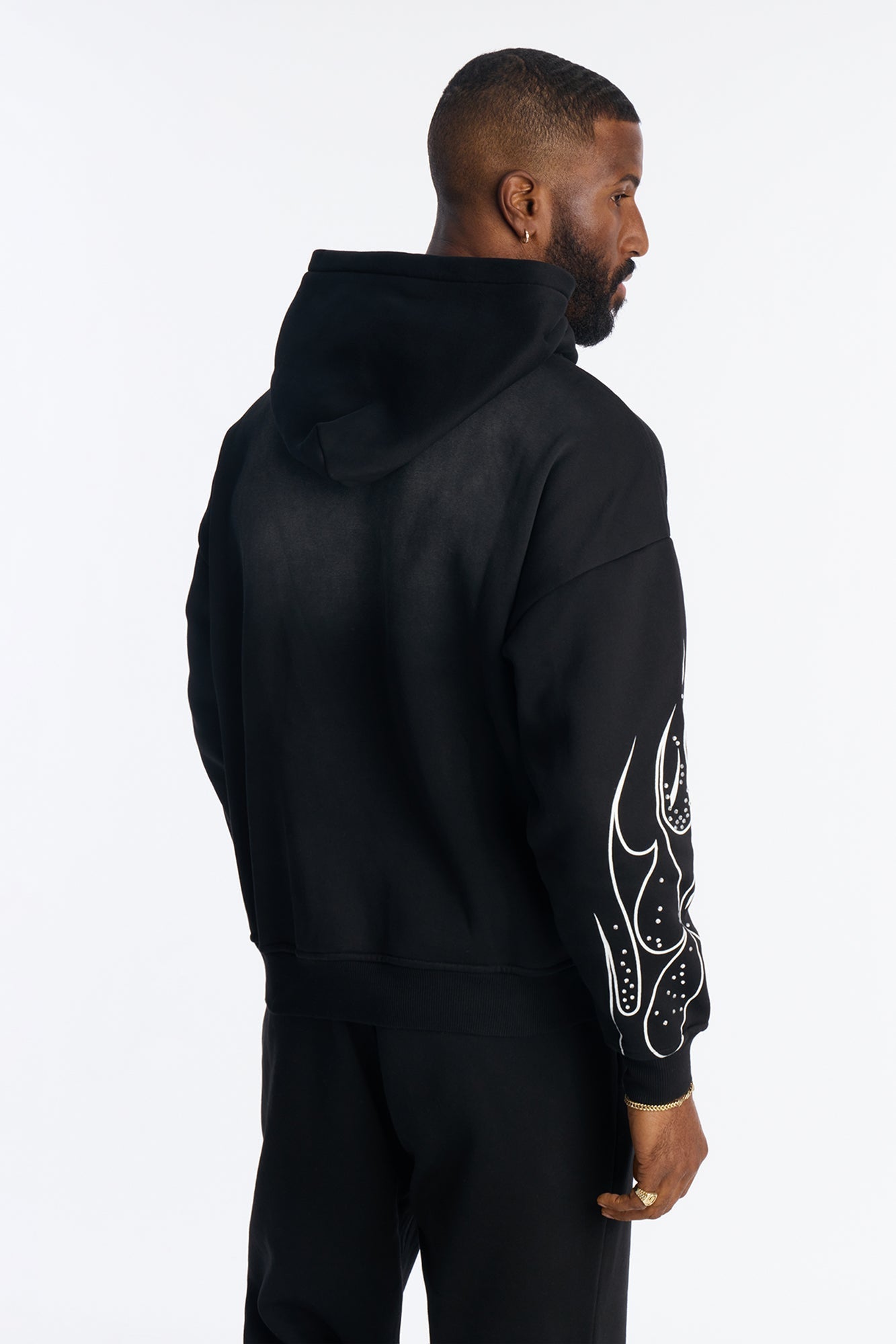 Fearless Rhinestones Oversized Hoodie - Black