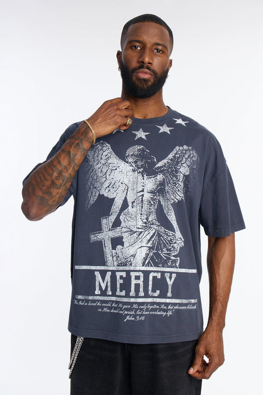 Mercy For All Oversized Short Sleeve Tee - Navy