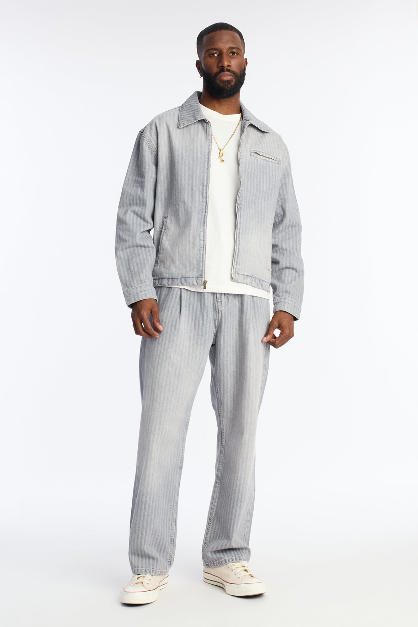 Baggy Subtle Stripe Jean - Grey