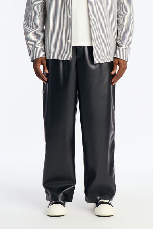 Wide Leg Faux Leather Apollo Pant - Black