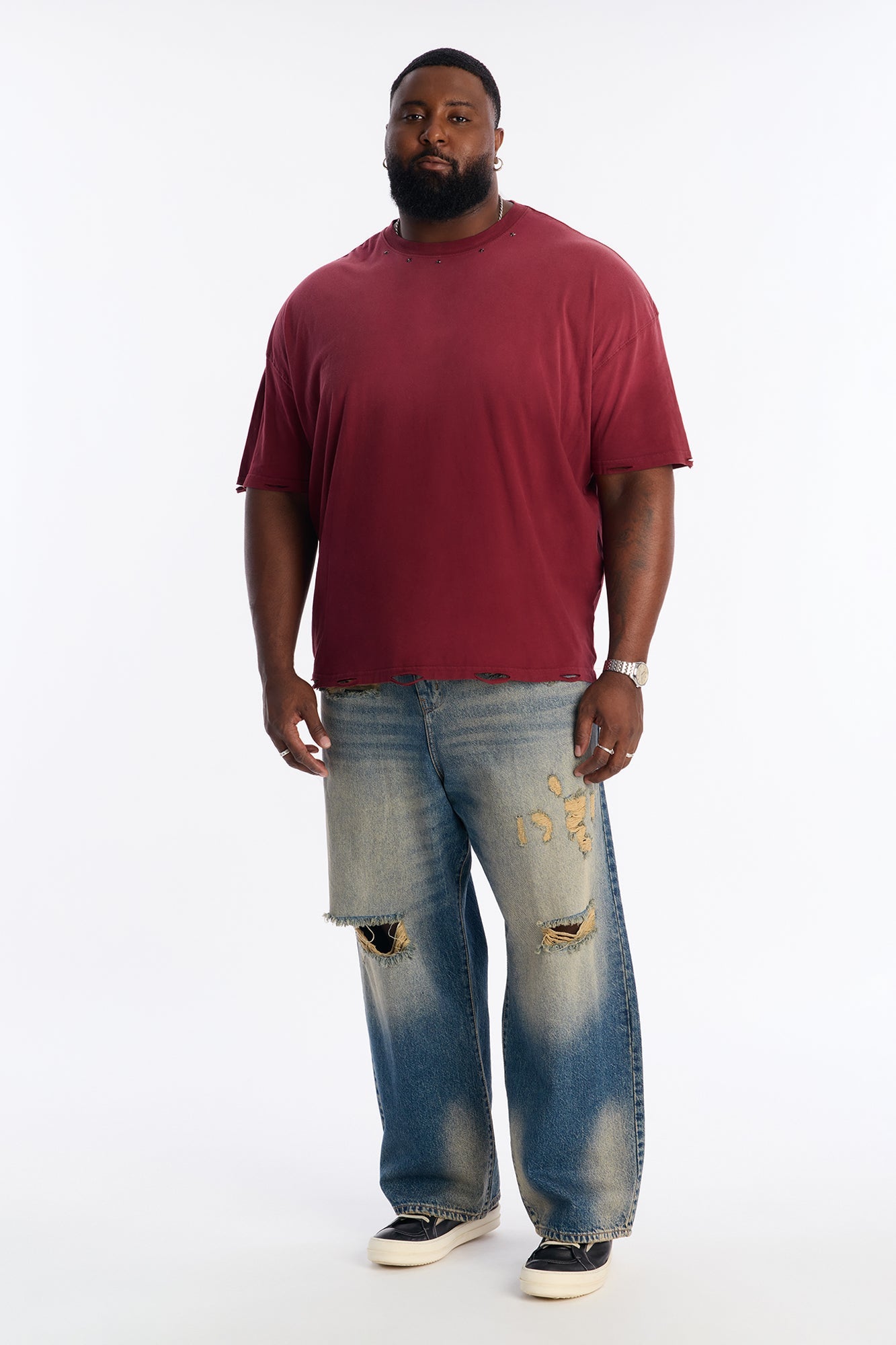 Vintage Wash Relaxed Edge Tee - Red