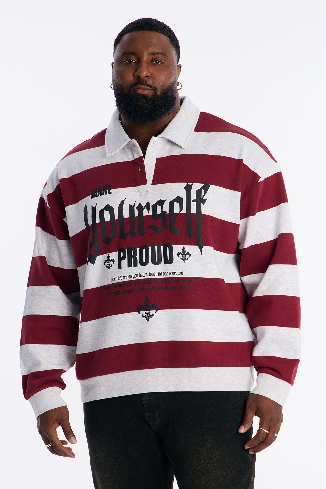 Make Yourself Proud Stripe Fleece Polo - Red
