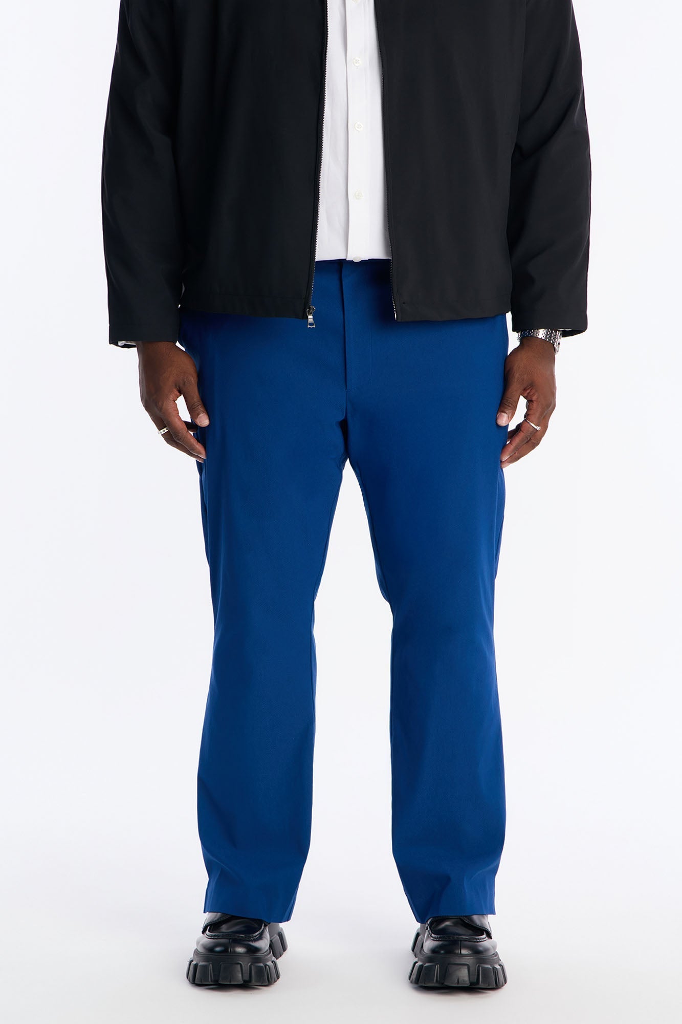 Slim Modern Gabardine Slit Flared Trouser - Navy