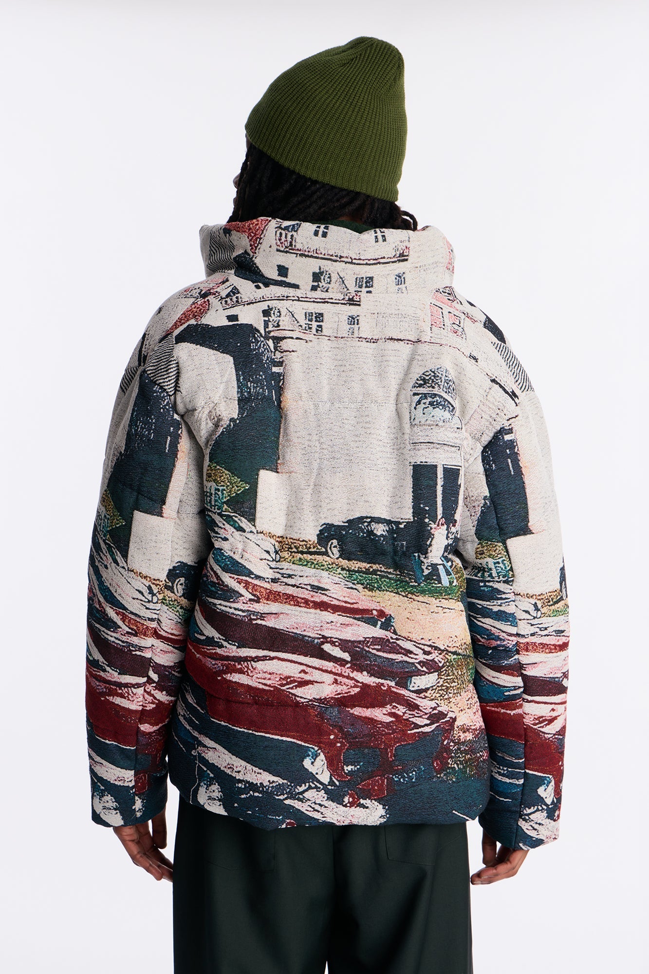 Racing Mind Tapestry Puffer Jacket - Cream
