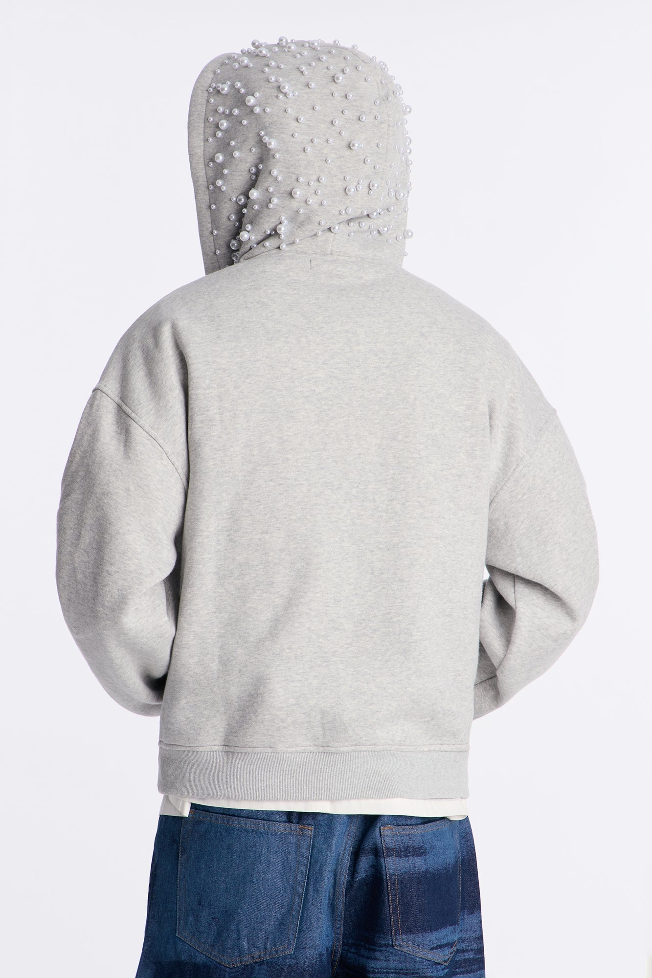 Pearl Oversized Zip Hoodie - Heather Grey