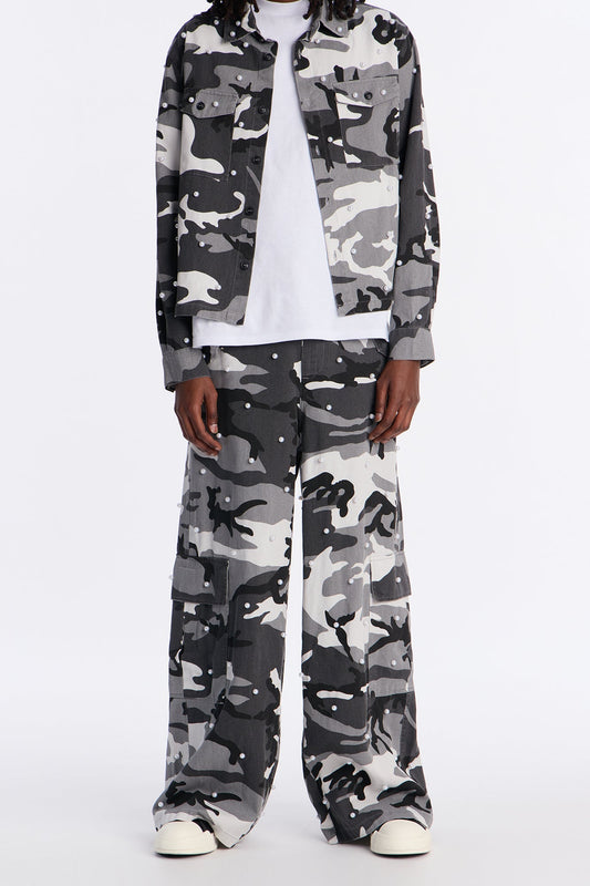 Pearl Wildin Camo Cargo Baggy Pants - Black