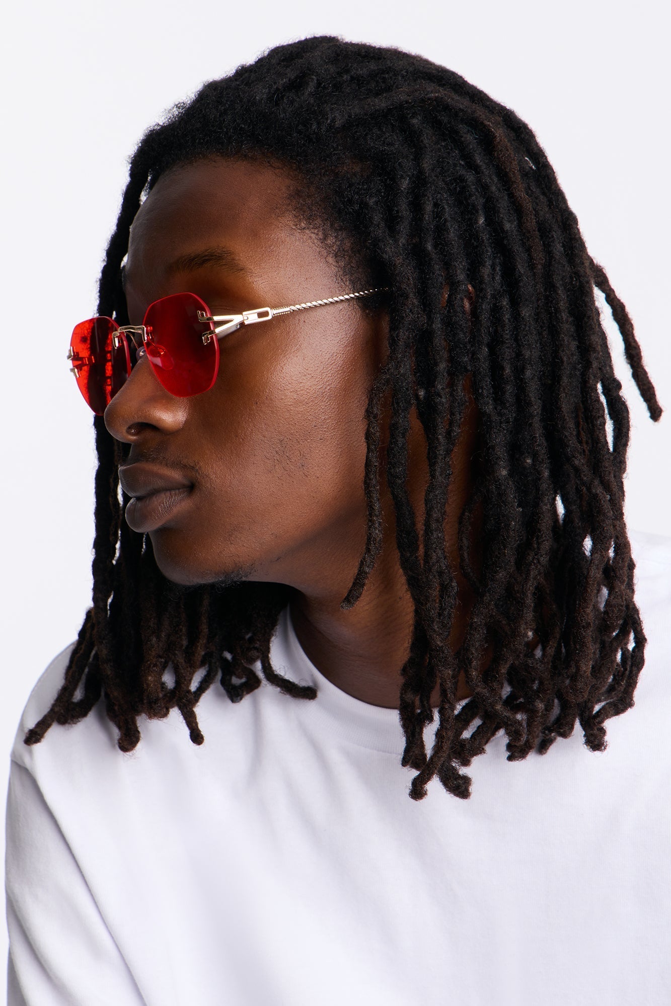 Oval Colored Lenses Metal Sunglasses - Gold/Red