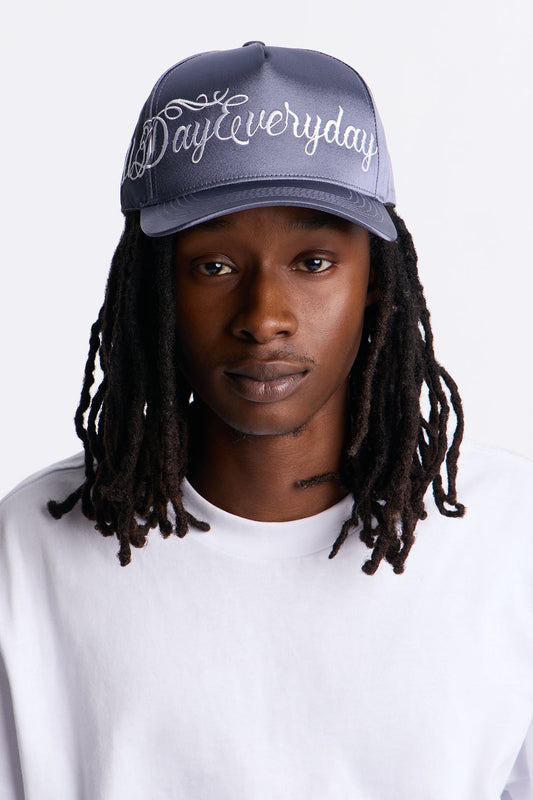 All Day Satin Structured Snapback Hat - Dark Grey