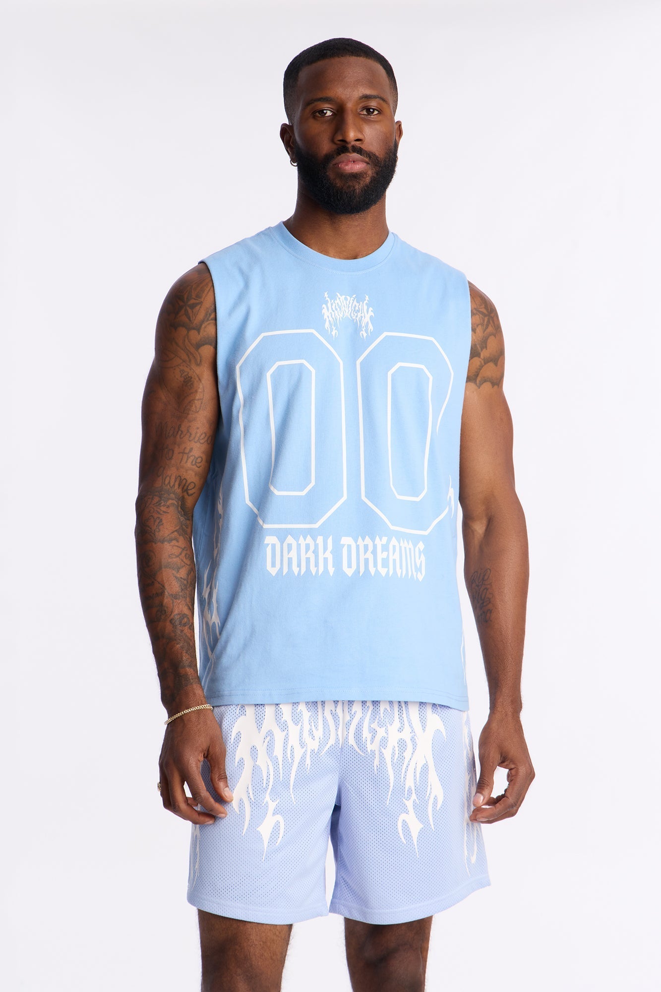 Midnight Anthem Graphic Muscle Tee - Blue/combo
