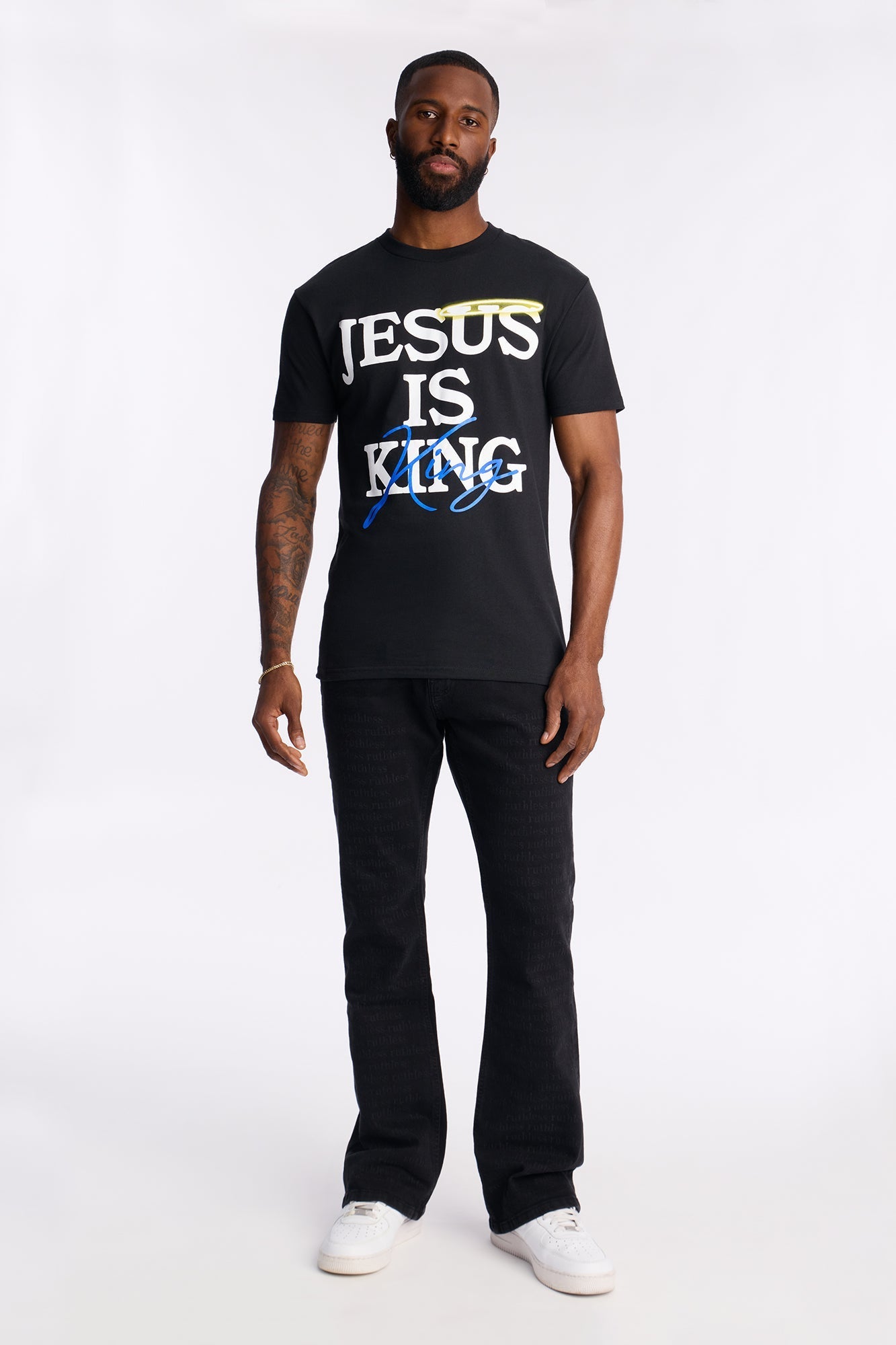 Jesus Is King Amen Short Sleeve Tee - Black