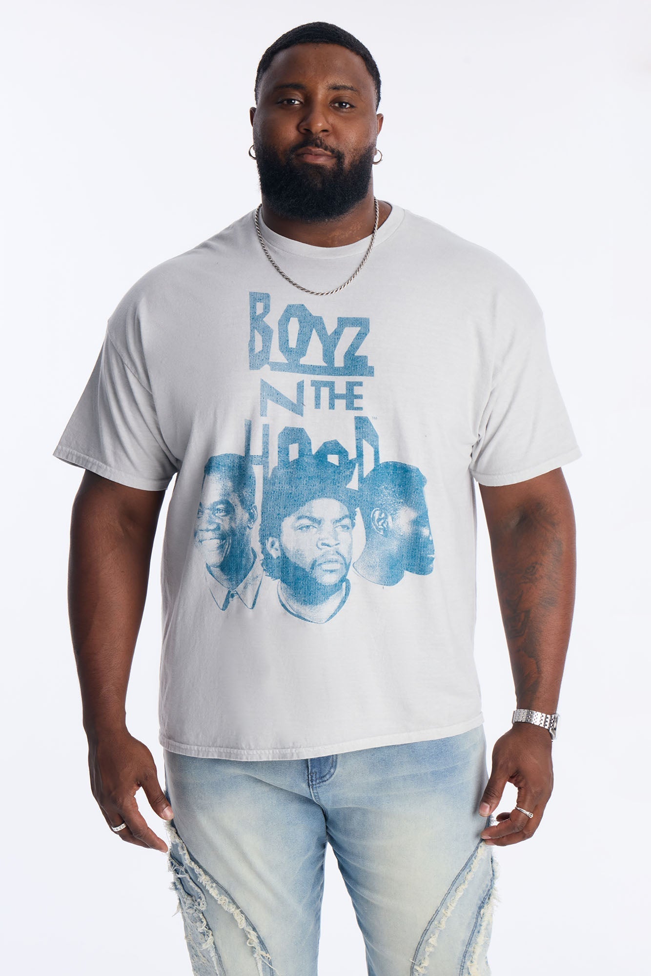 Boyz N The Hood Vintage Washed Short Sleeve Tee - White