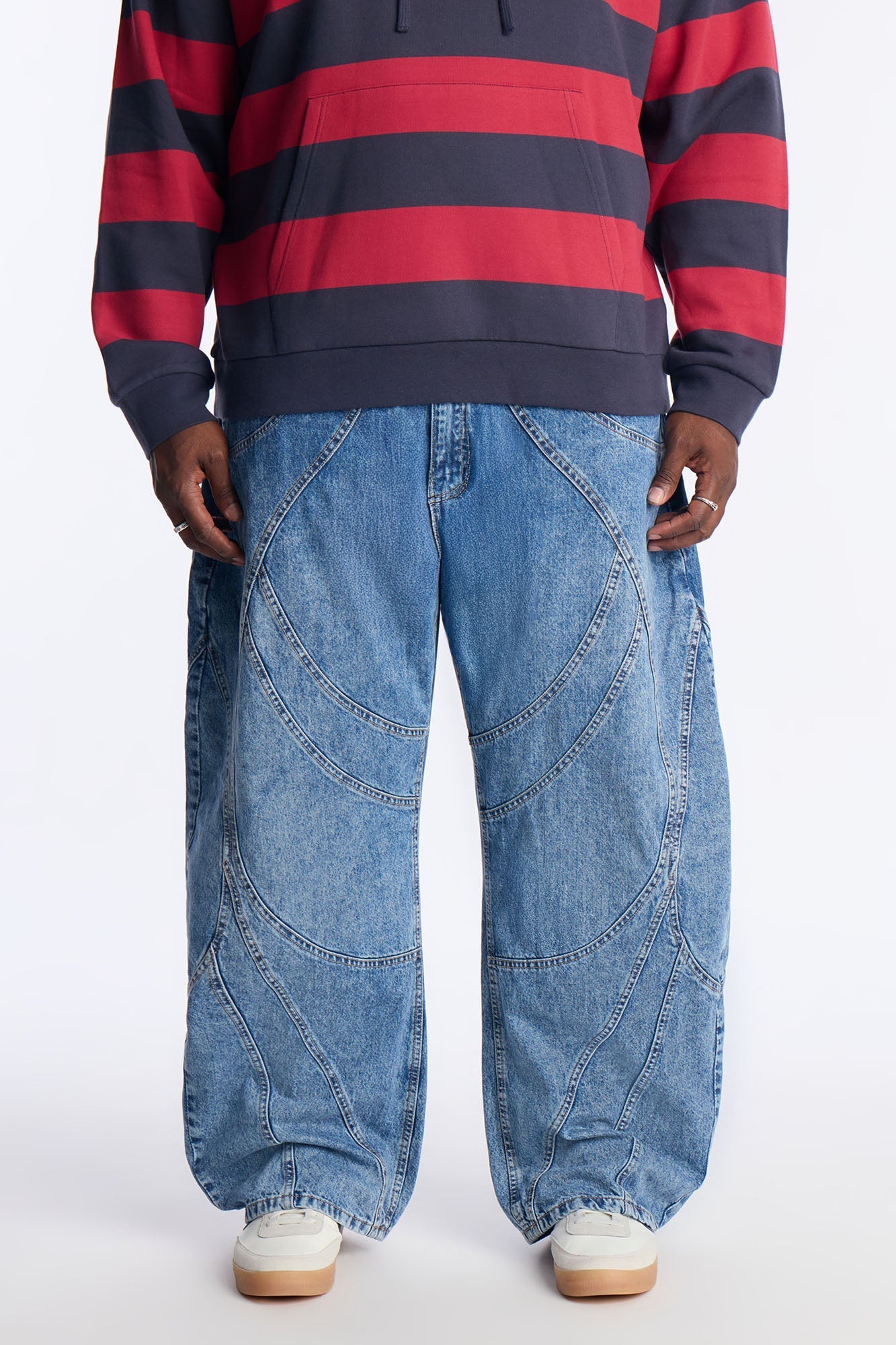 Barrel Paneled Ways Jean - Medium Blue Wash