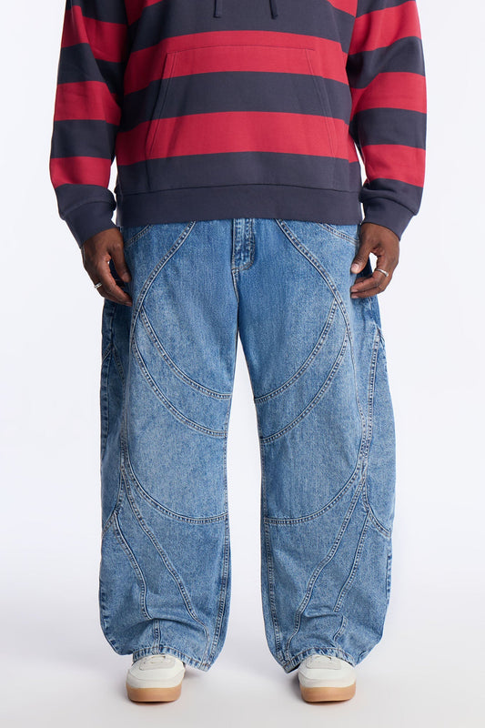 Barrel Paneled Ways Jean - Medium Blue Wash