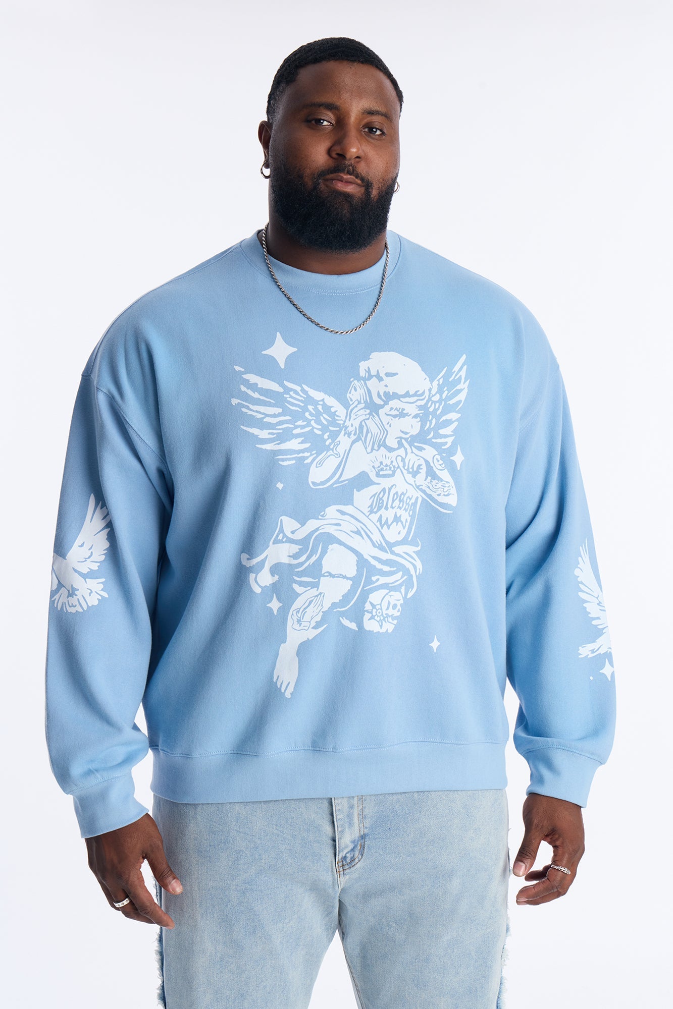 Heaven Sent Crew Neck Sweatshirt - Blue