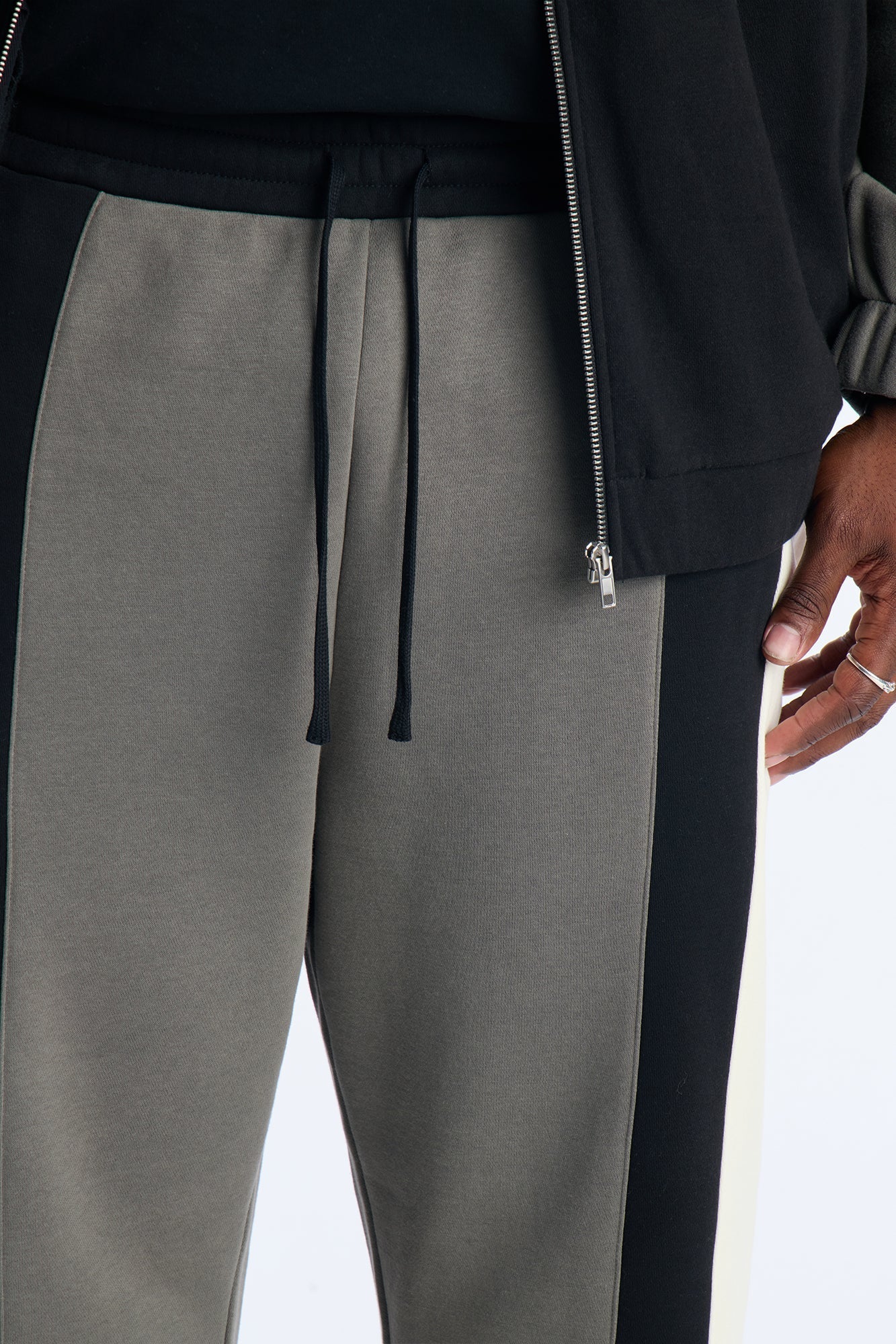 Paneled Fleece Straight Sweatpants - Multi Color