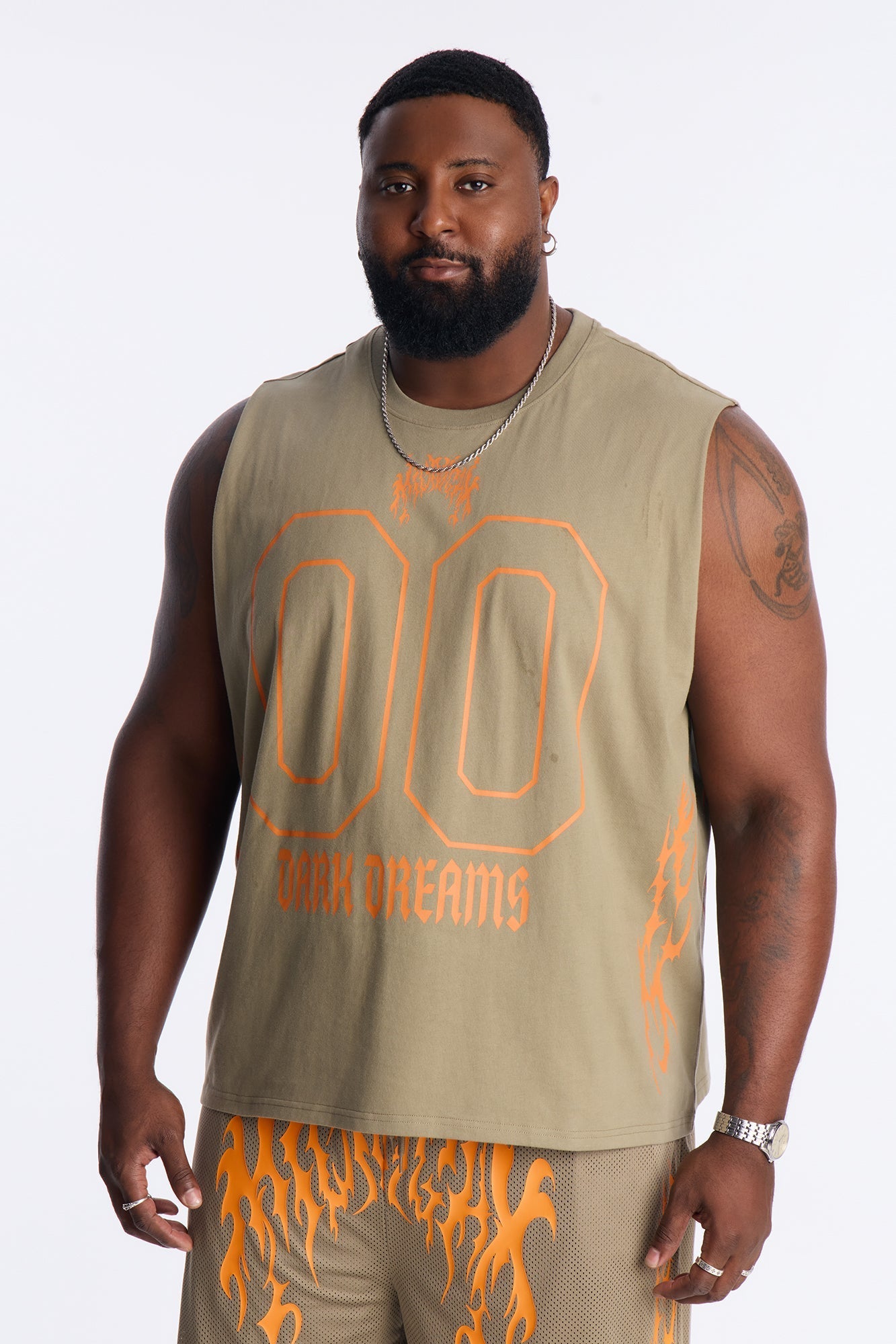 Midnight Anthem Graphic Muscle Tee - Olive/combo