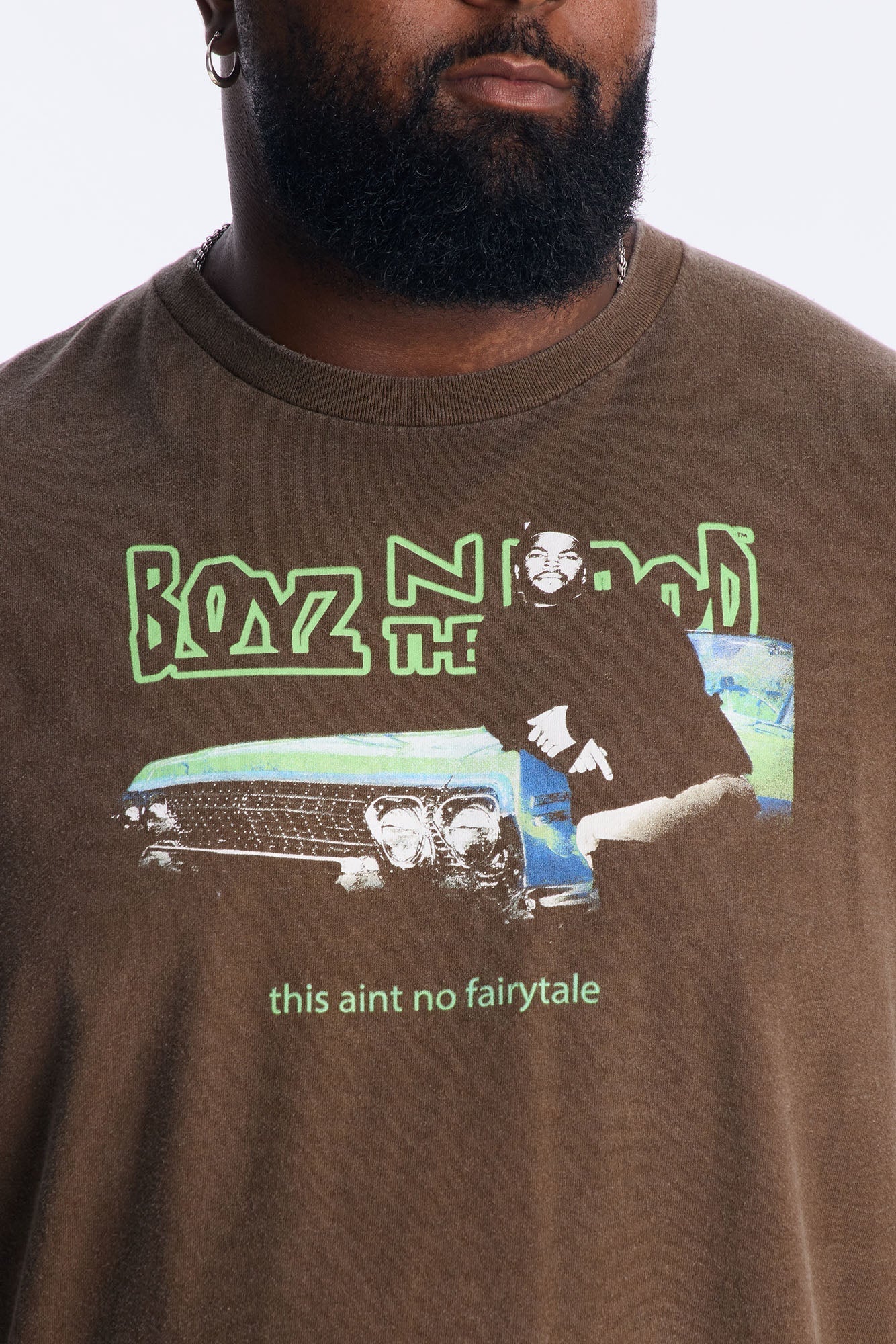 Boyz N The Hood Stop The Violence Vintage Washed Short Sleeve Tee - Chocolate