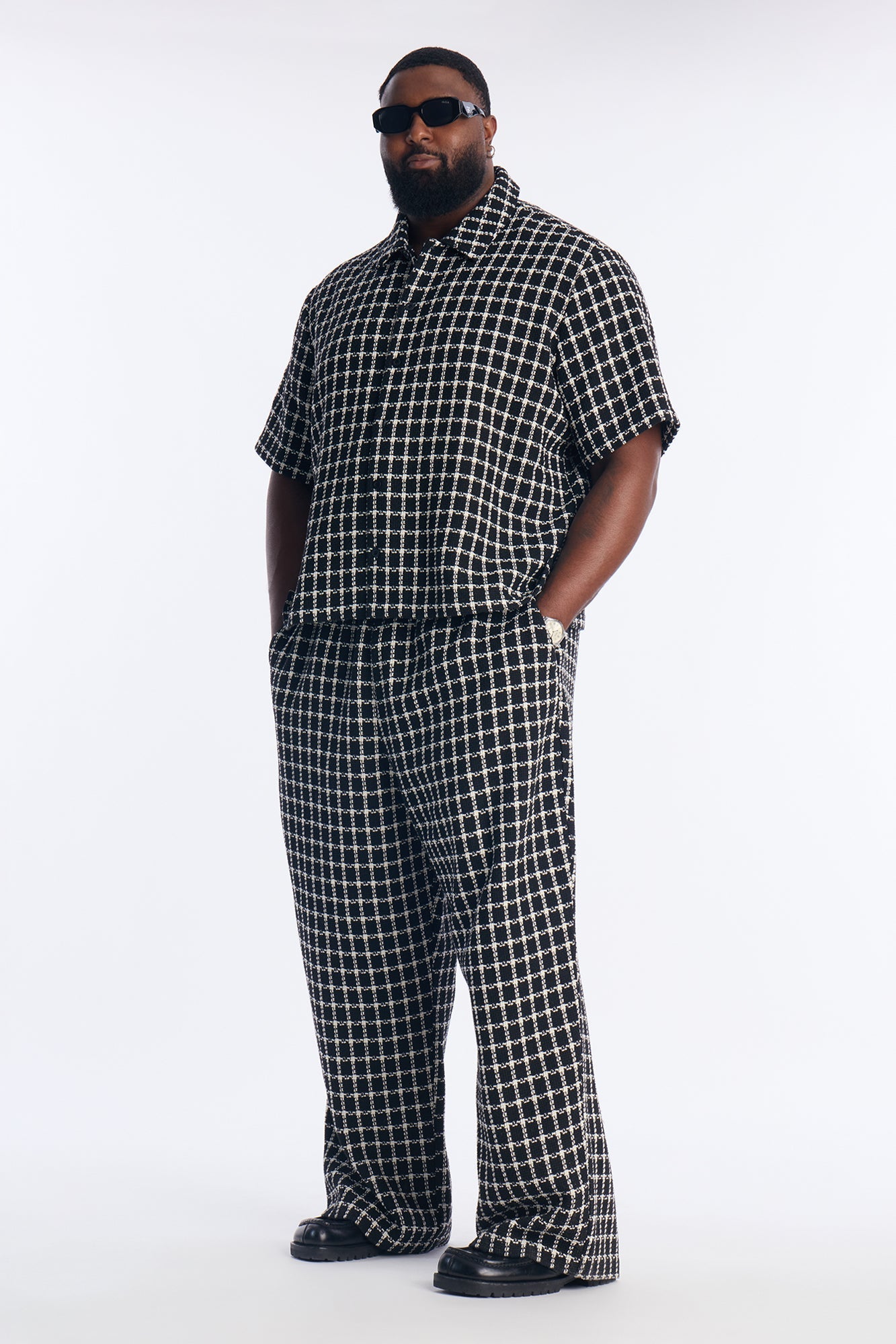 Baggy Theory Tweed Pant - Black