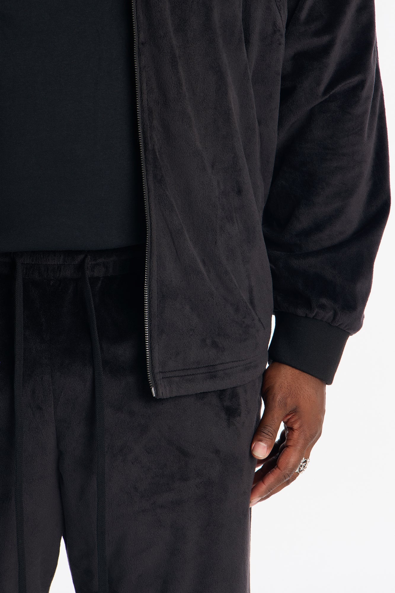 Straight Velour Pant - Black
