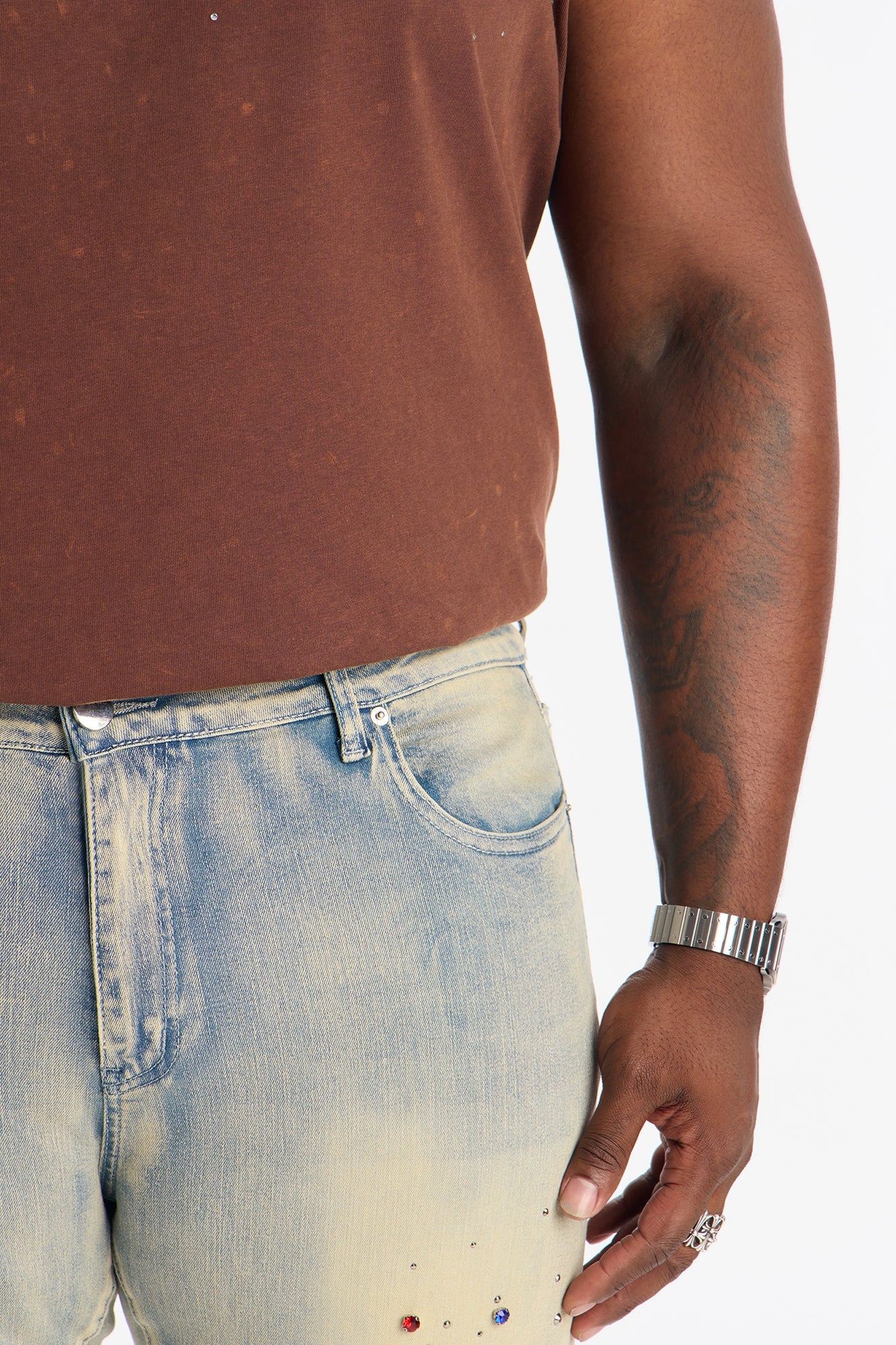 Stacked Skinny One Infinity Jeweled Jean - Light Wash