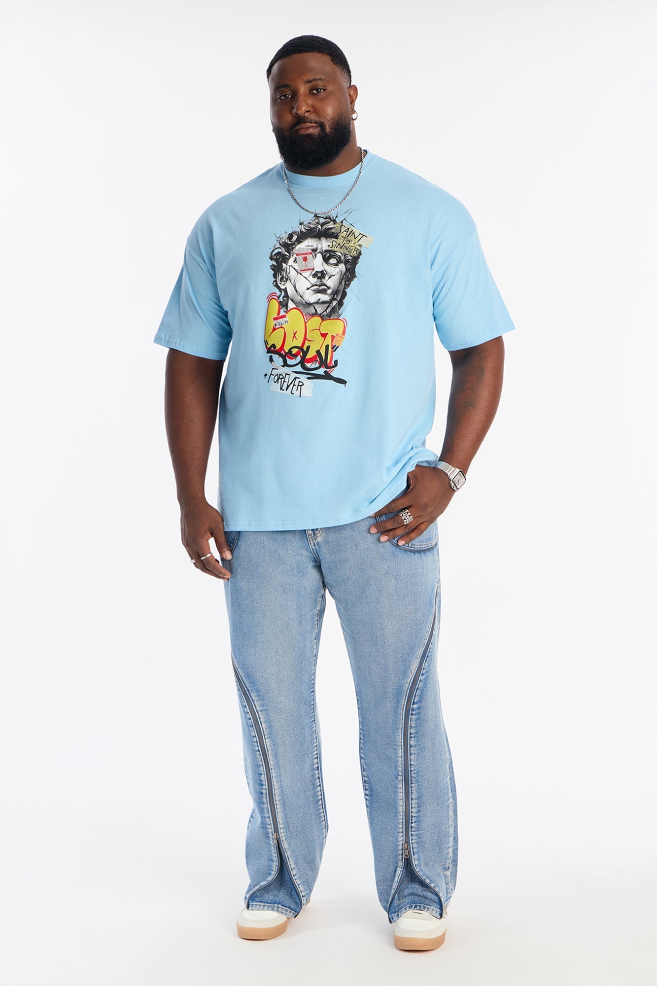 Straight Flare Zip Me Up Jean - Light Blue Wash