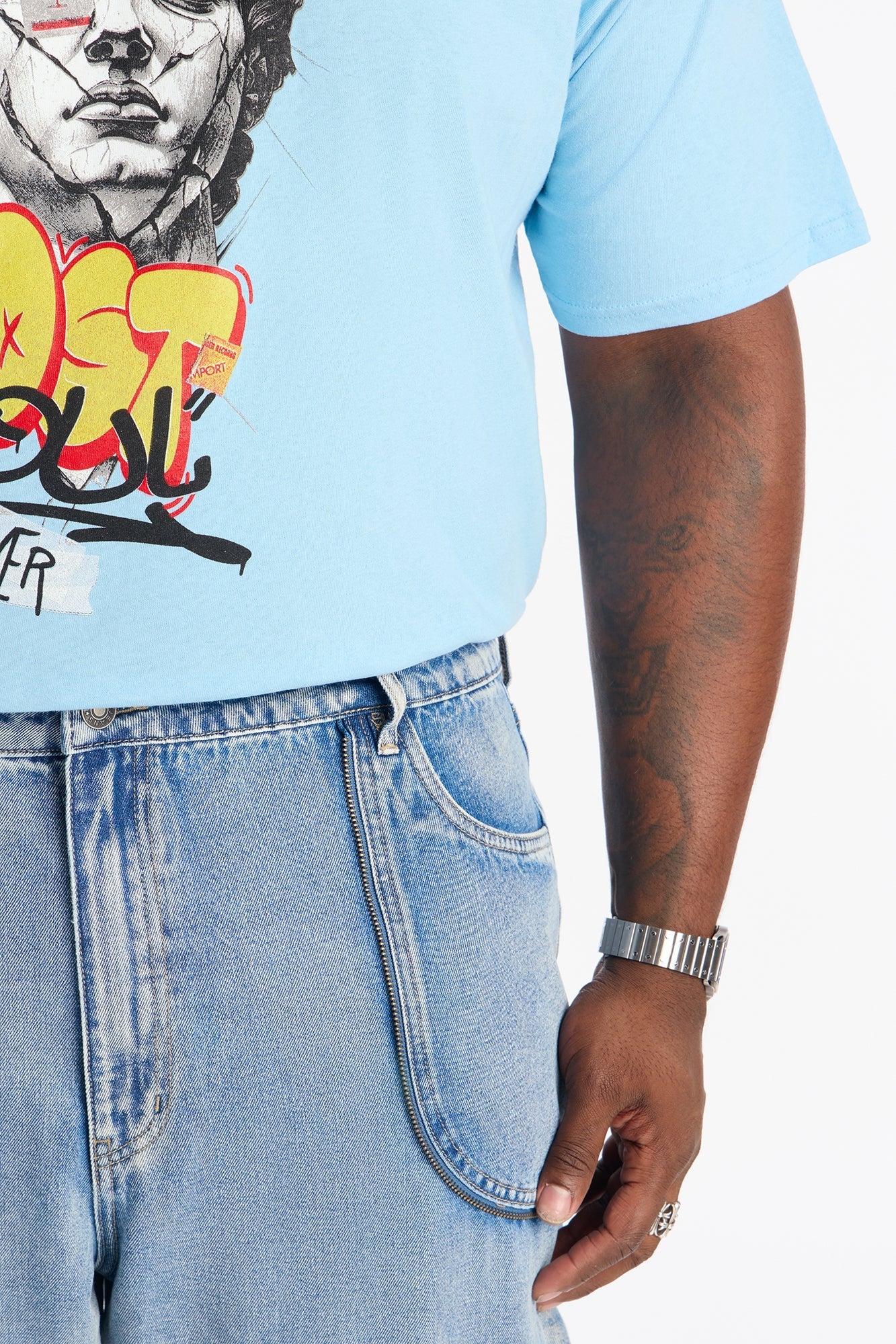 Straight Flare Zip Me Up Jean - Light Blue Wash