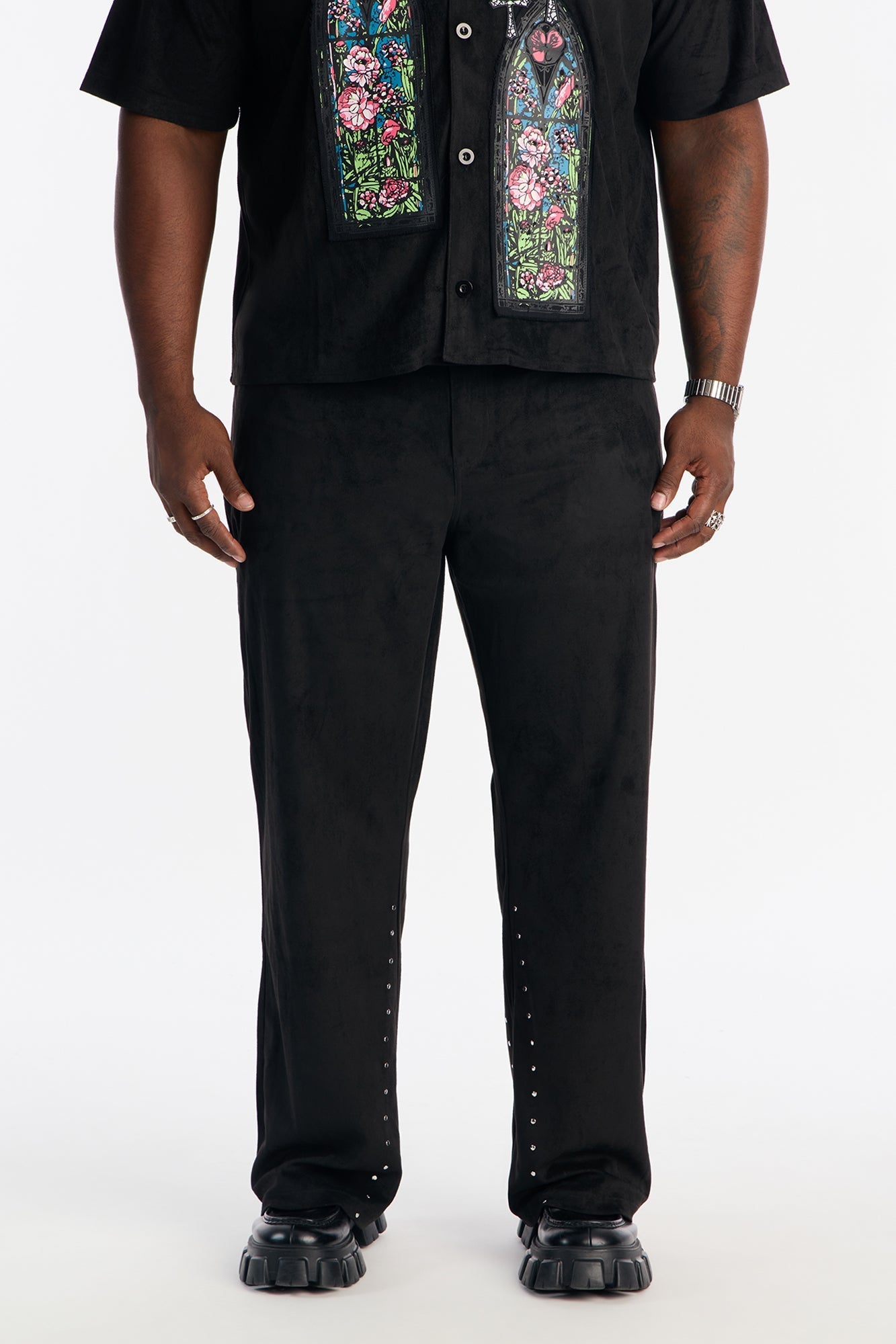 Slim Stained Truth Suede Pant - Black