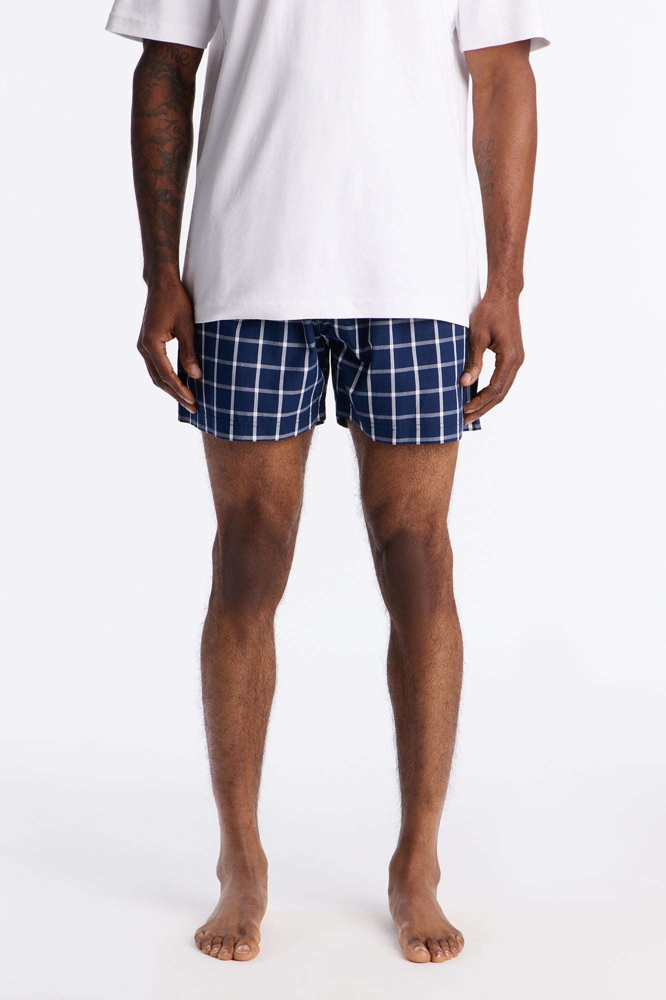 Subtle Plaid Cotton Boxer - Navy
