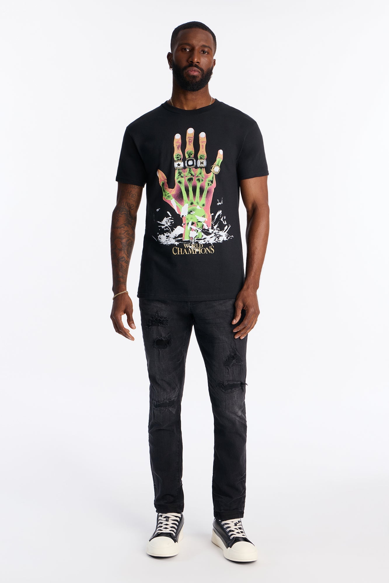 Skinny Distressed Garage Jeans - Black Wash