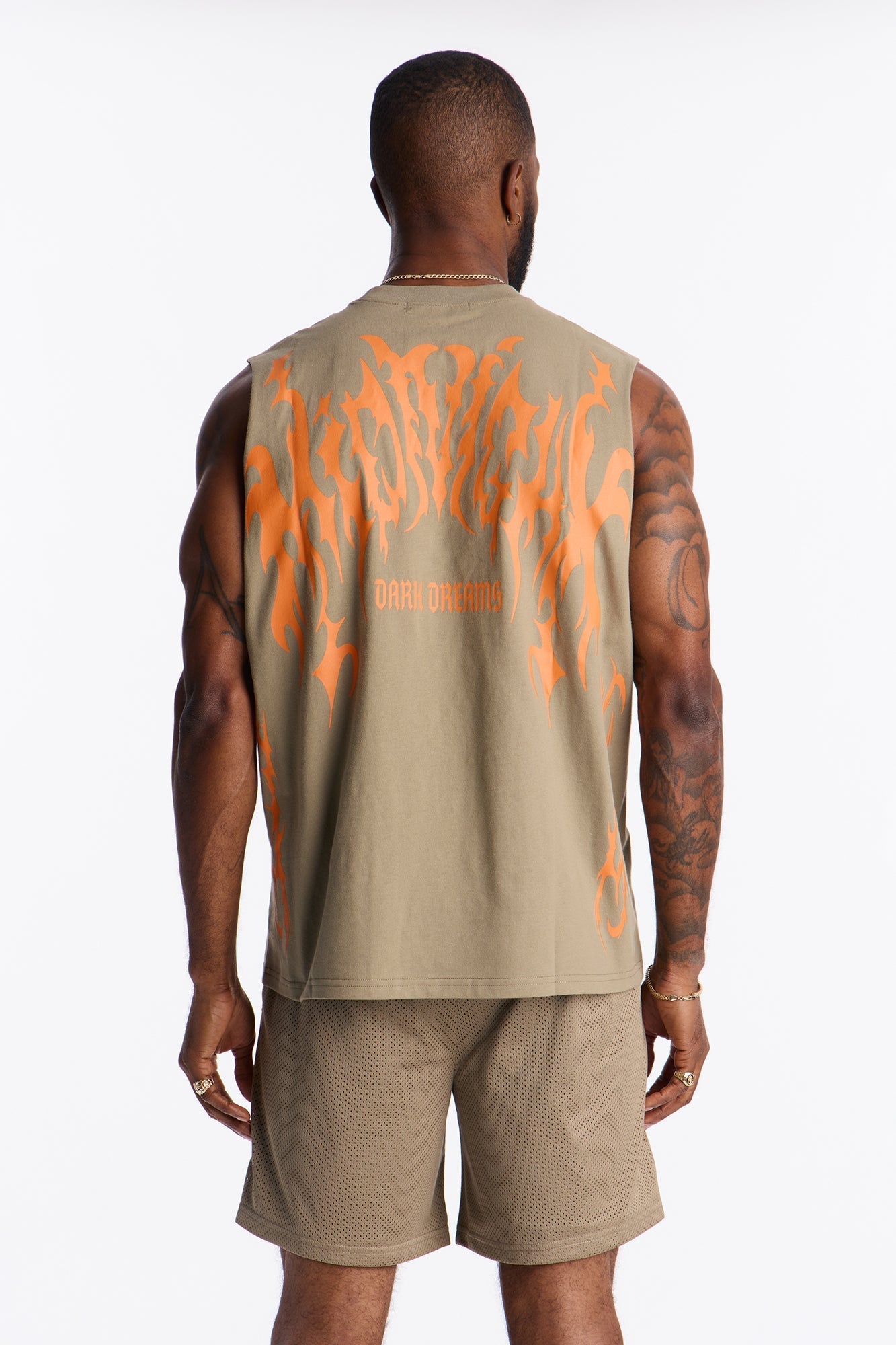 Midnight Anthem Graphic Muscle Tee - Olive/combo