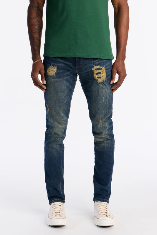 Skinny Distressed Feelin It Jeans - Dark Wash