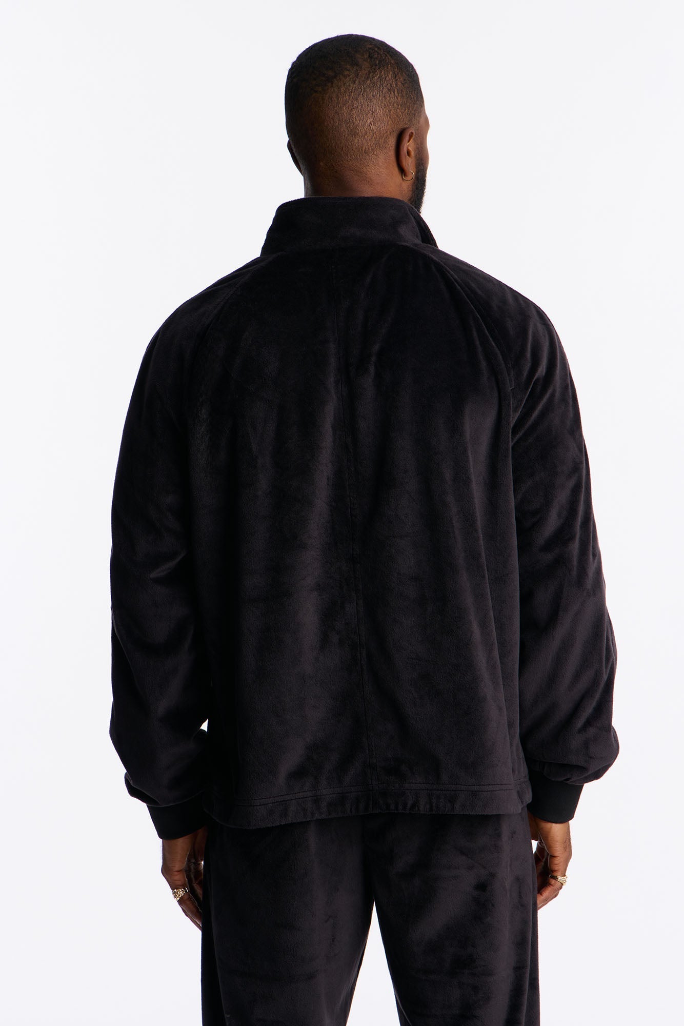 Velour Set It Up Track Jacket - Black