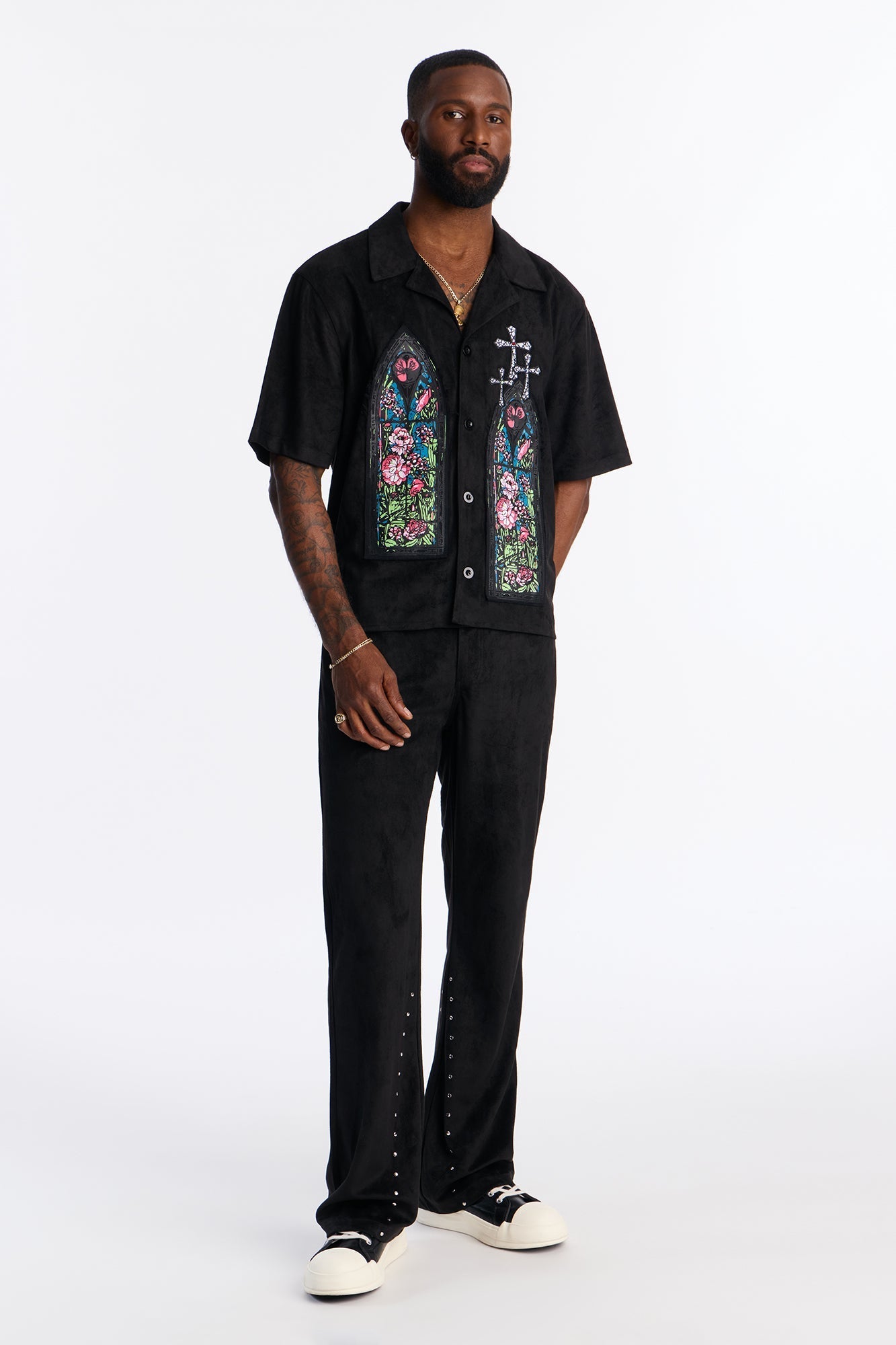 Slim Stained Truth Suede Pant - Black
