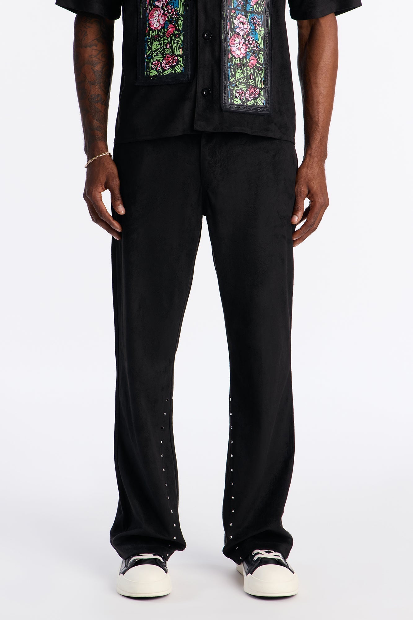 Slim Stained Truth Suede Pant - Black