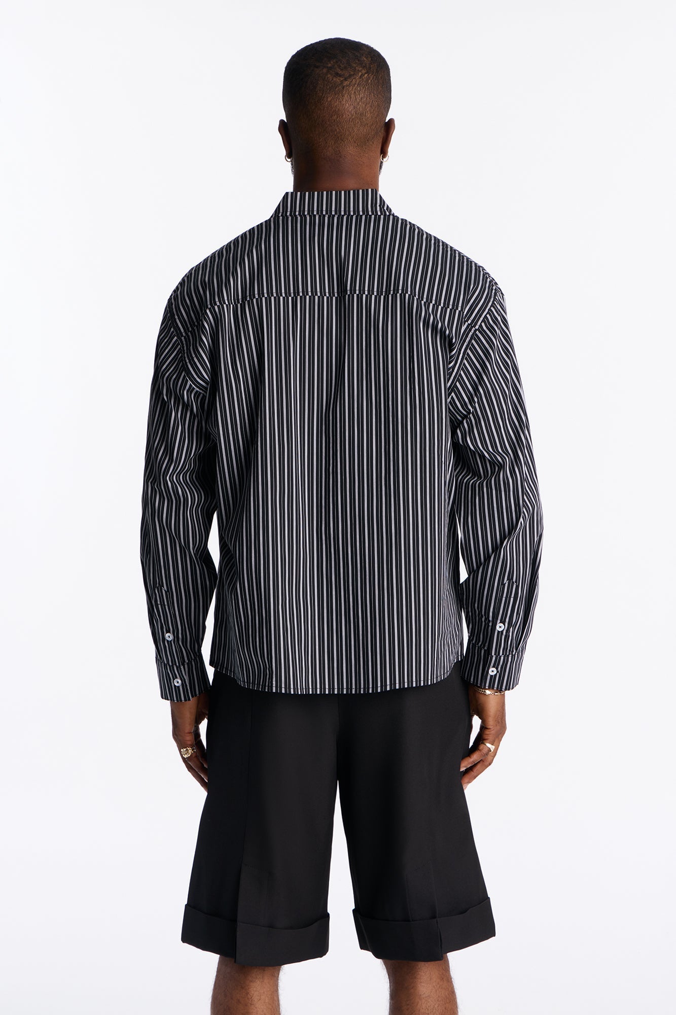 Santos Striped Button Up Shirt - Black/combo