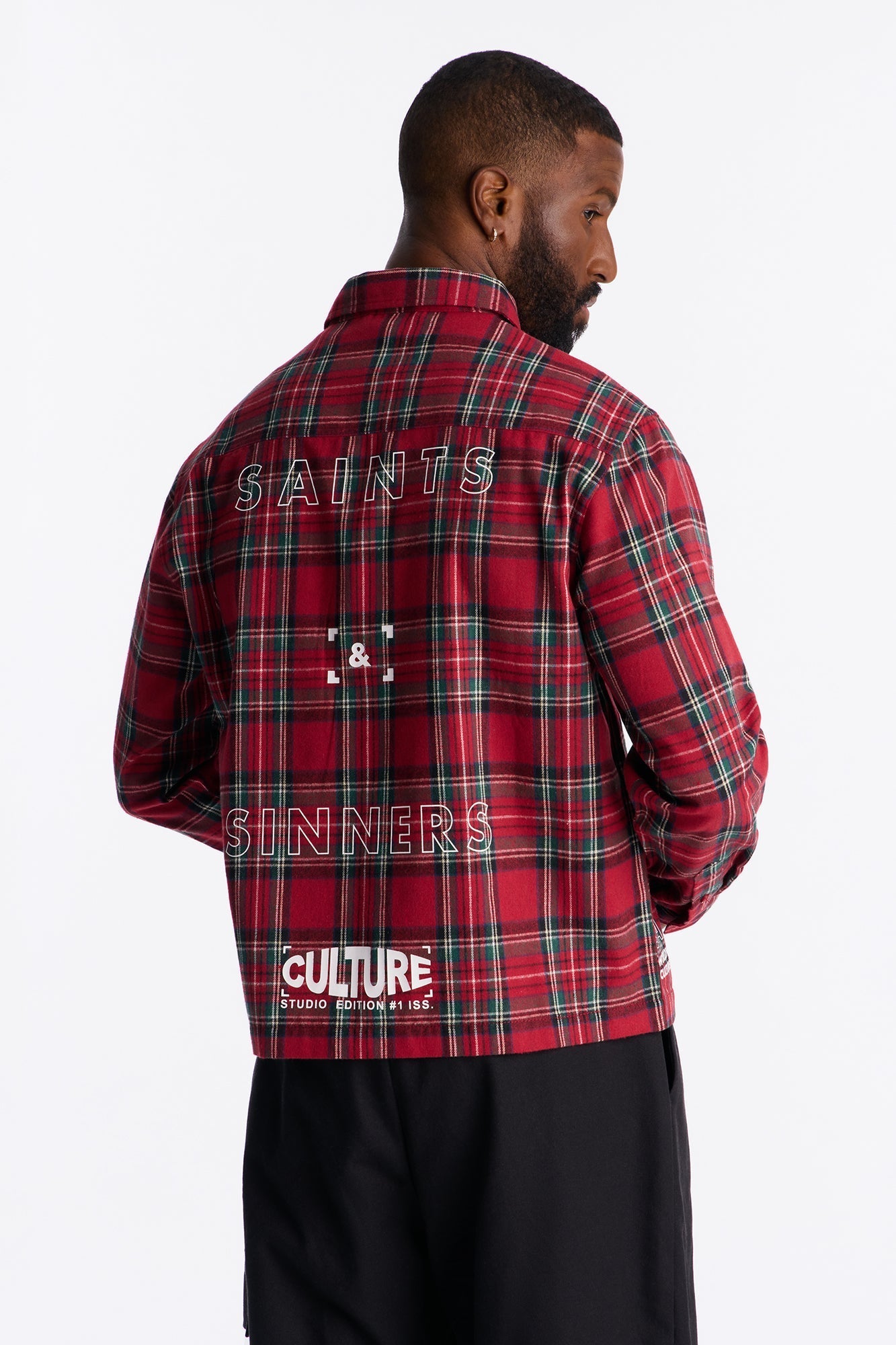Cropped Culture Plaid Button Up Shirt - Red