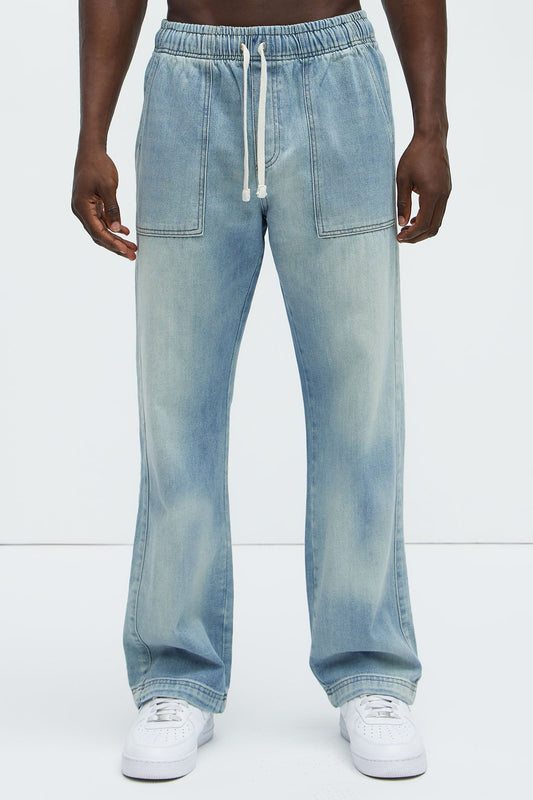 Tahir Relaxed Straight Jeans - Light Wash