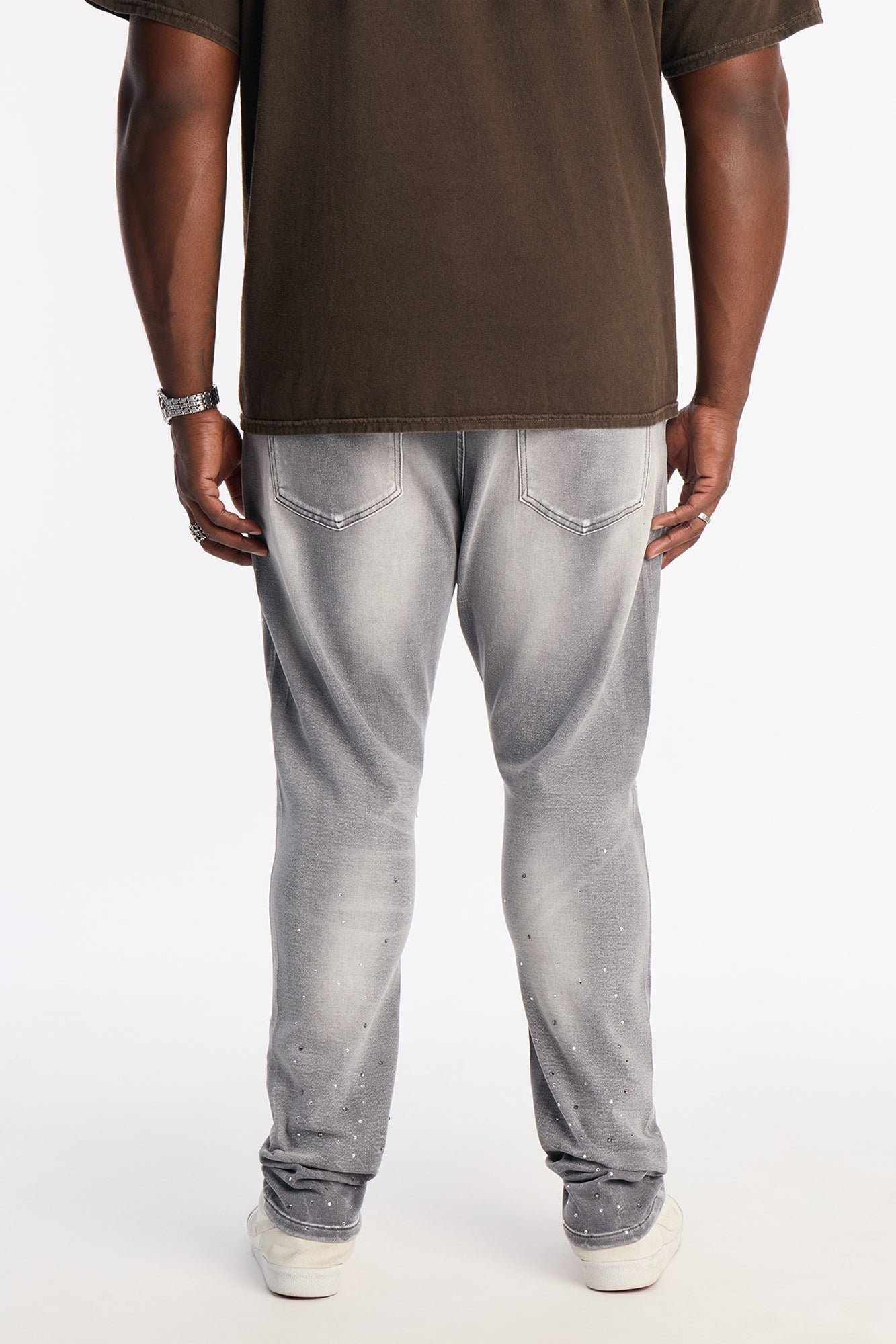 Stacked Skinny Froster Drip Jean - Grey