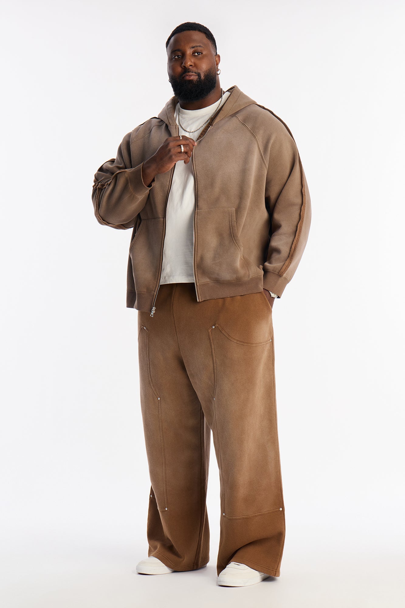 Wide Leg Carpenter Sweatpants - Brown