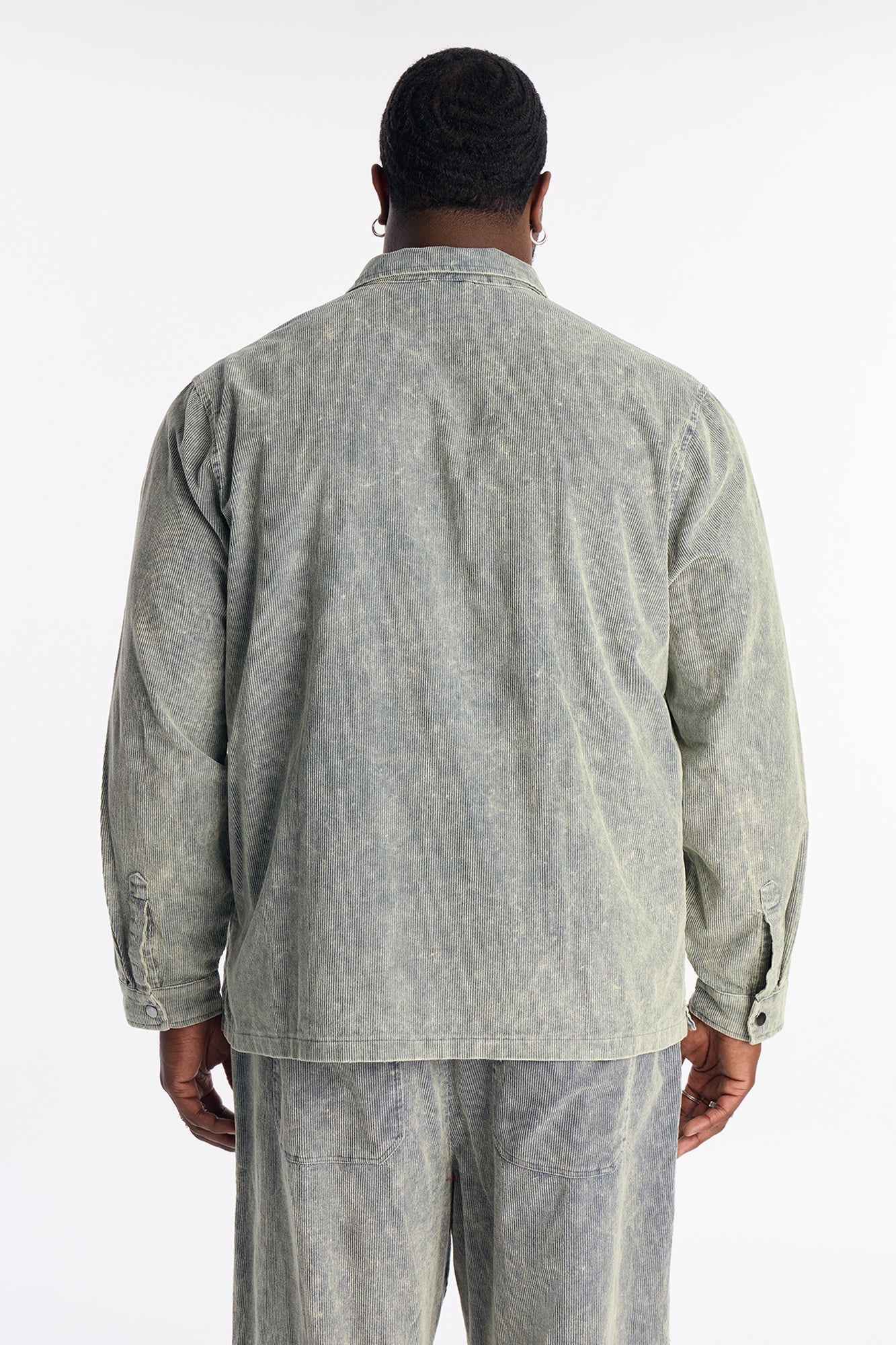 Chi Town Corduroy Button Up Shirt - Blue Wash